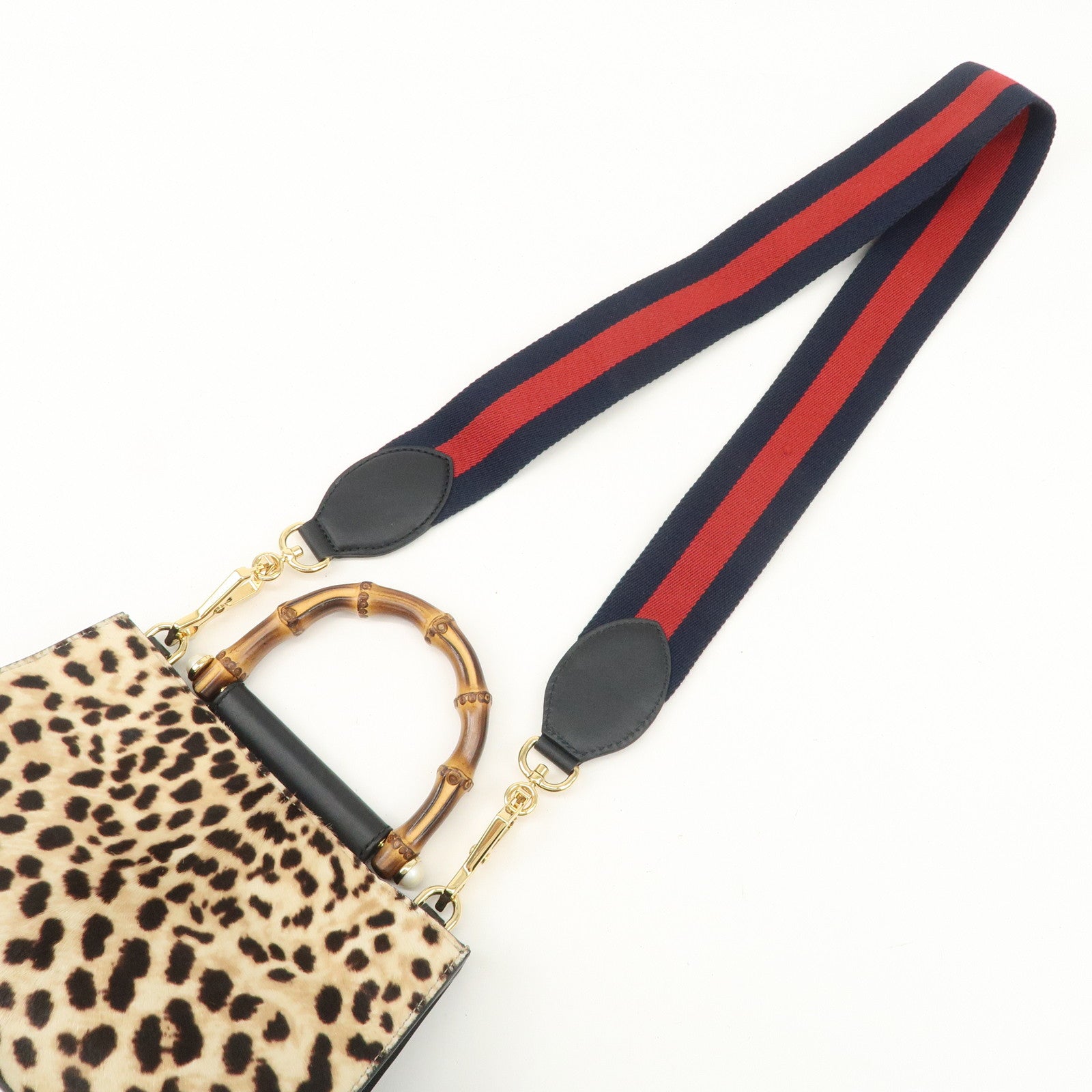 GUCCI Nimfair Bamboo Sherry Unborn Calf Leather 2Way Bag 470271 Used