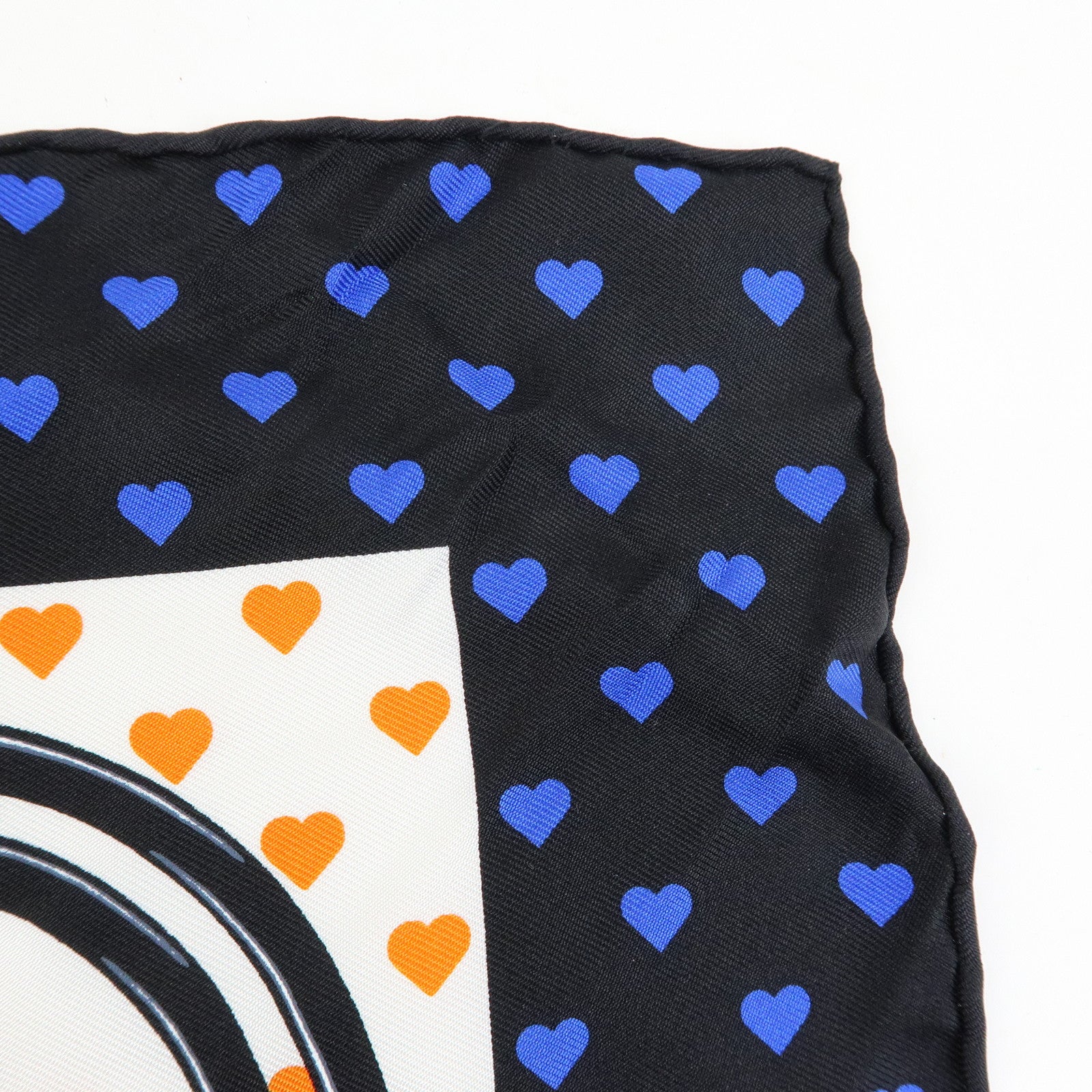HERMES Carre 42 Silk 100% Scarf BRIDES DE GALA Black Orange