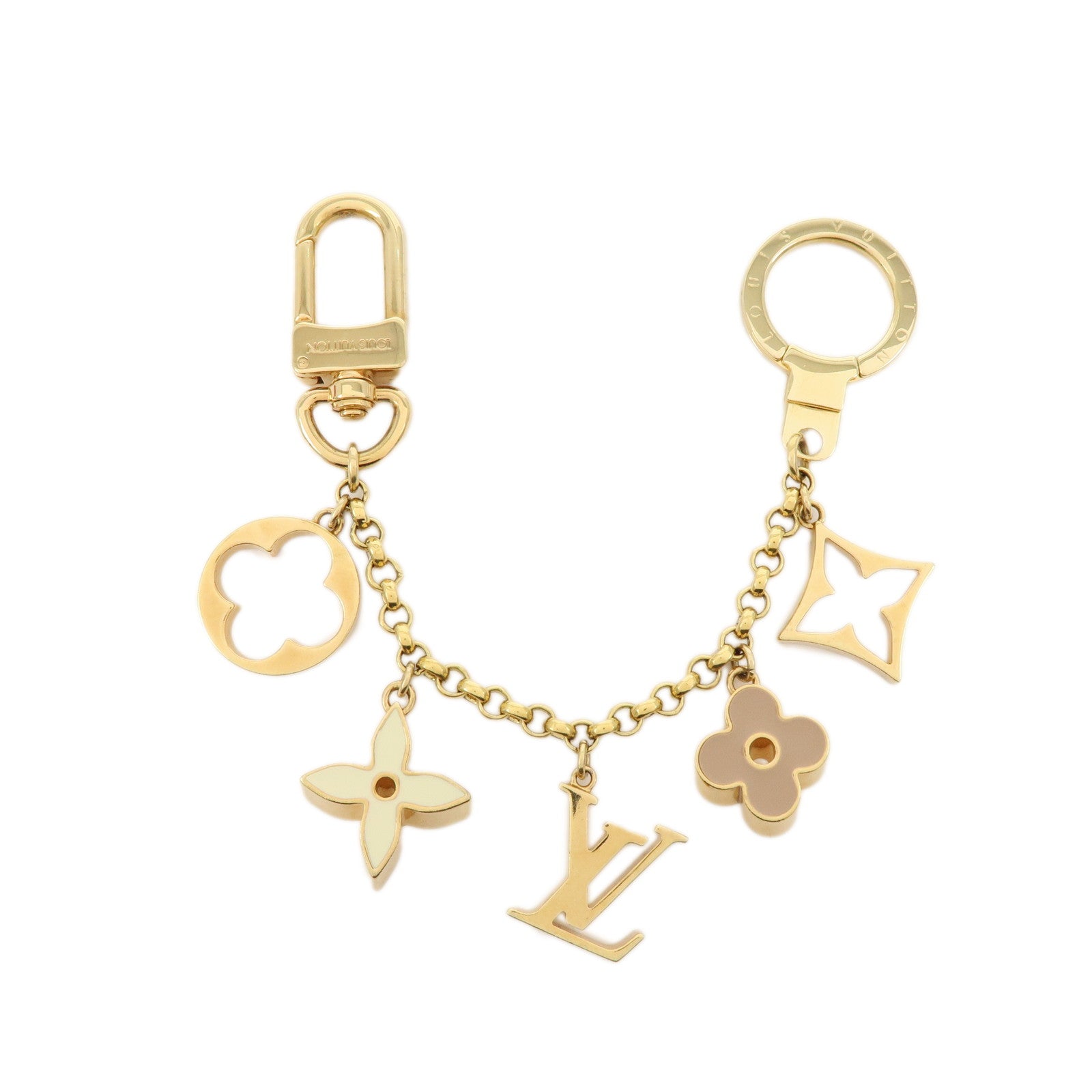 Louis Vuitton Fleur de Monogram Bag Charm Key Chain Gold M65111