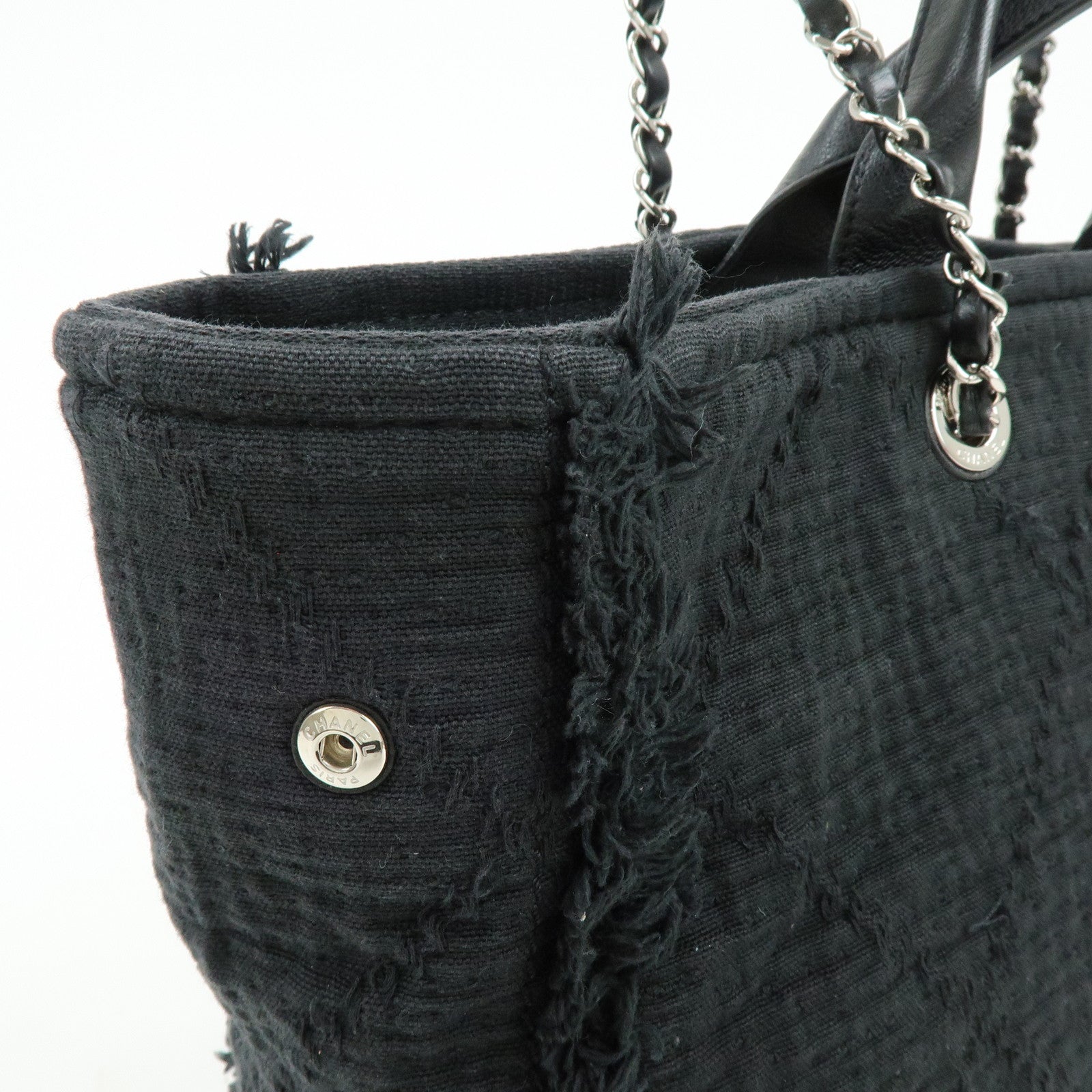 CHANEL COCO Mark Canvas Leather Chain Shoulder Bag Tote Bag A57180