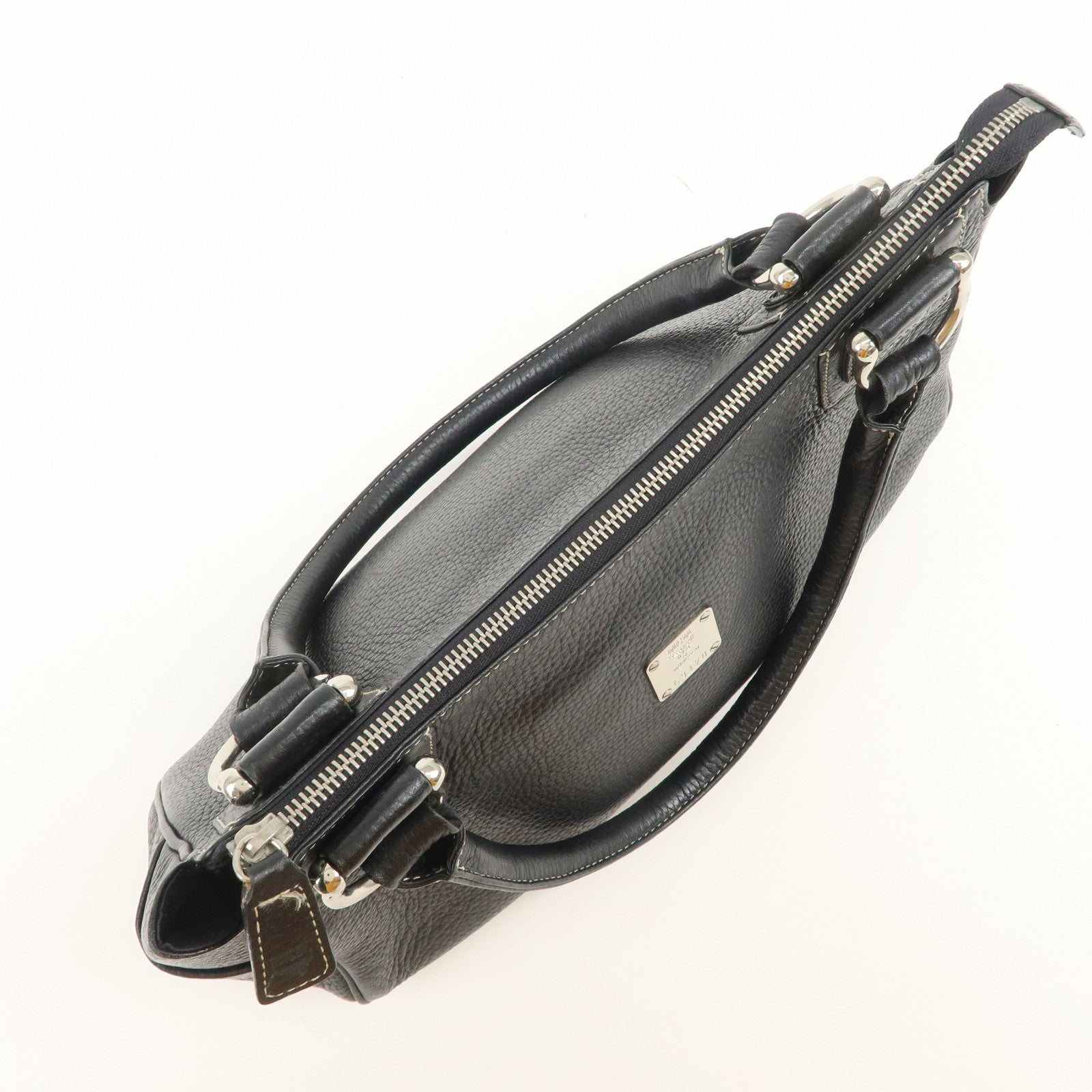 MCM Visetos Logo Leather Shoulder Bag Hand Bag Black