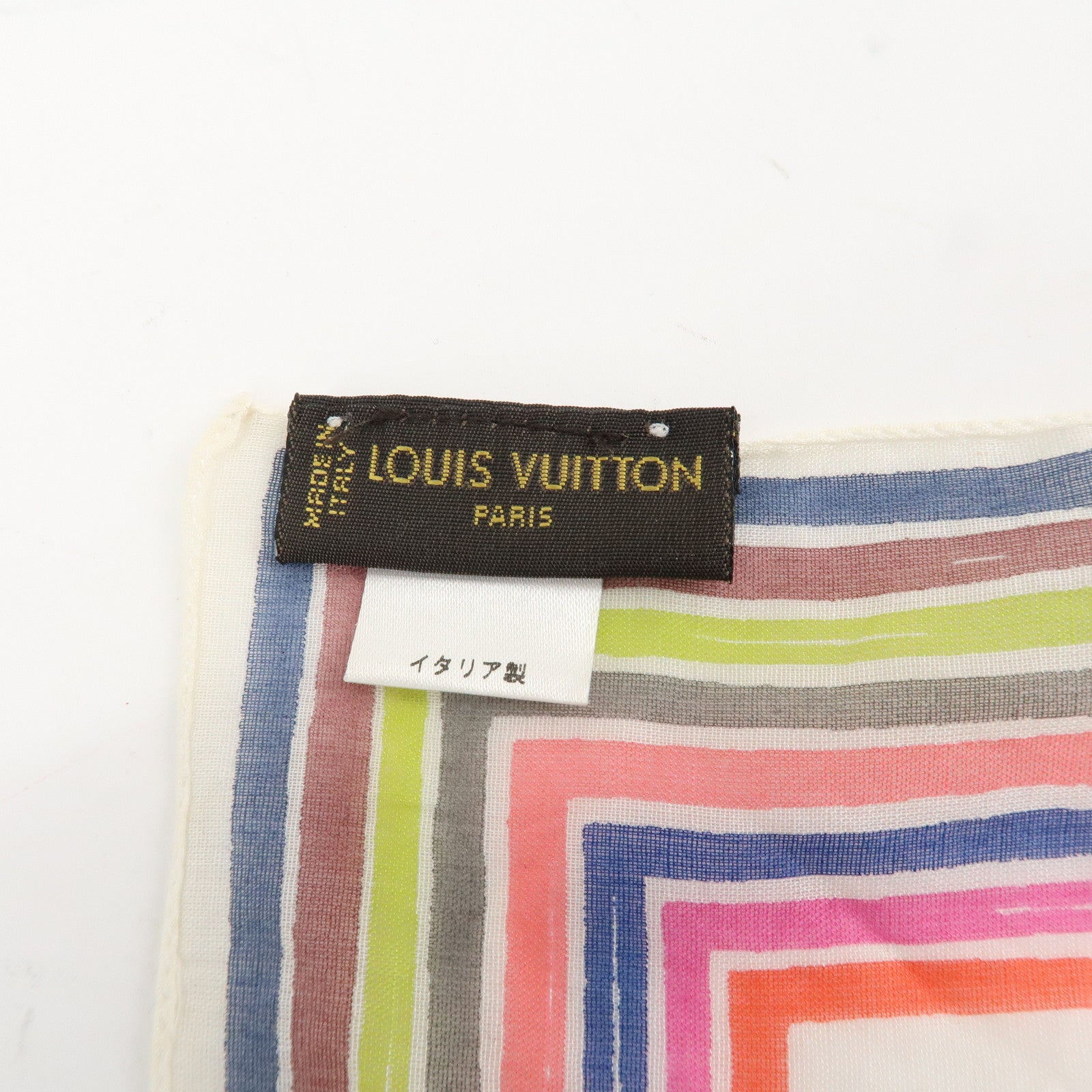 Louis Vuitton Monogram Cotton 100% Scarf Multicolor White Used