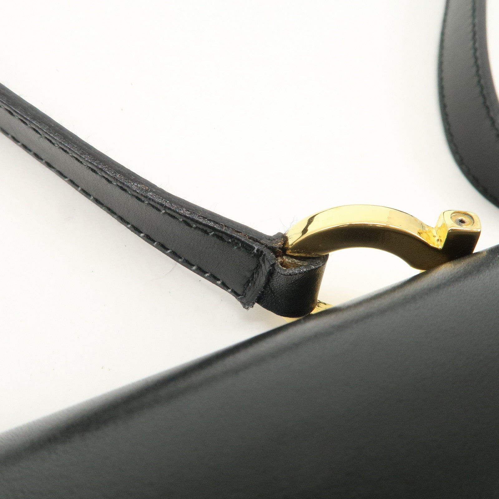 Ferragamo Gancini Leather Shoulder Bag Black