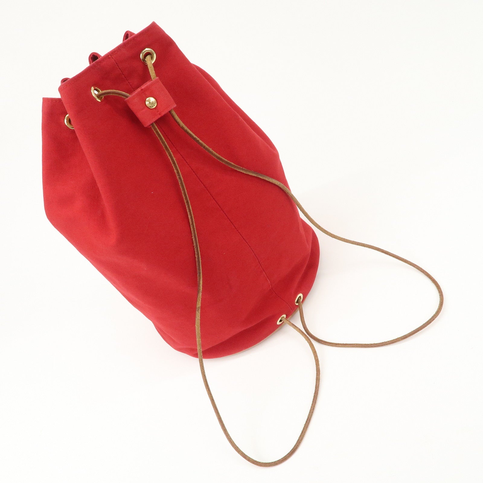 HERMES Porochon Mimil Canvas Leather PM Shoulder Bag Red