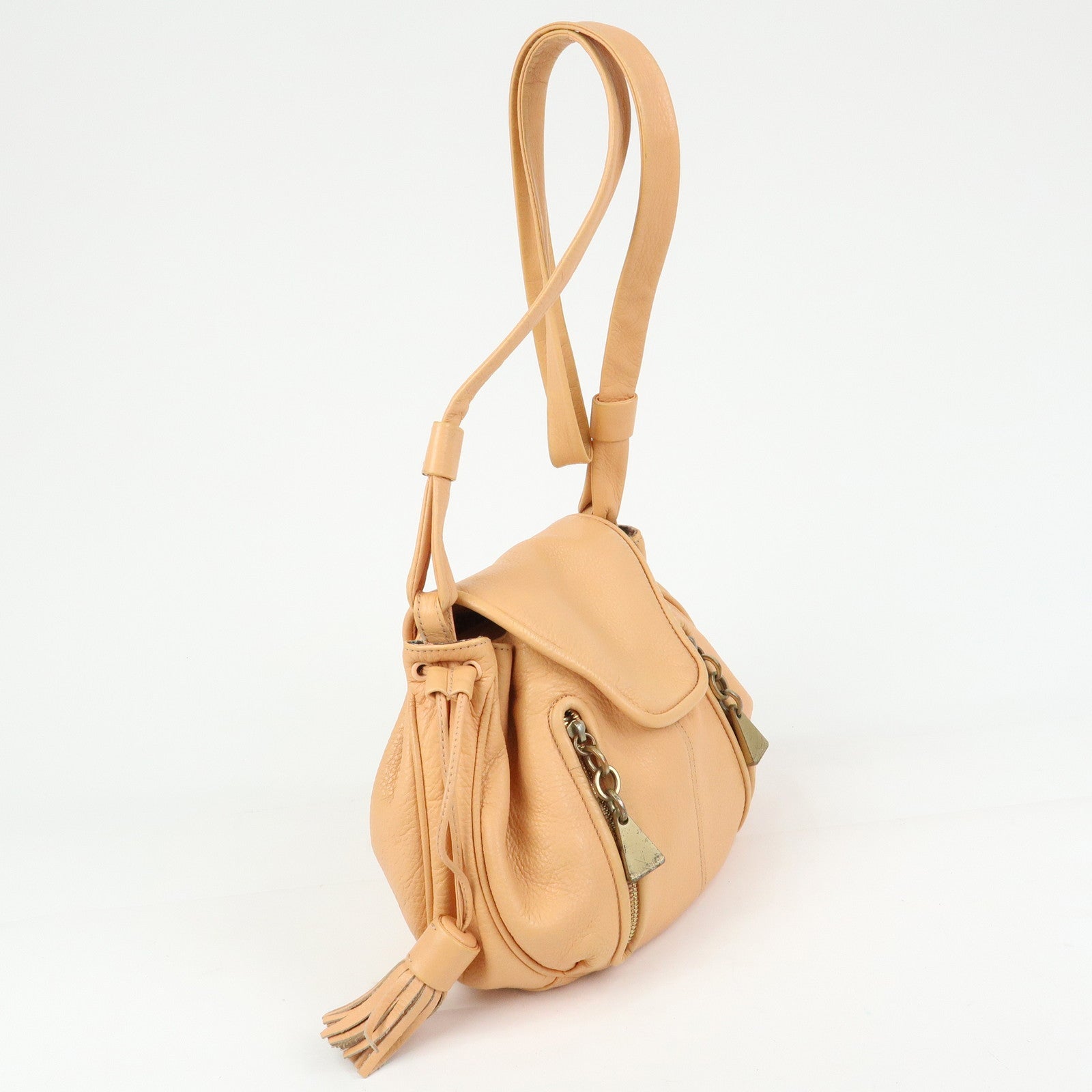 Chloe See by Chloe Leather Shoulder Bag Crossbody Bag Orange Beige