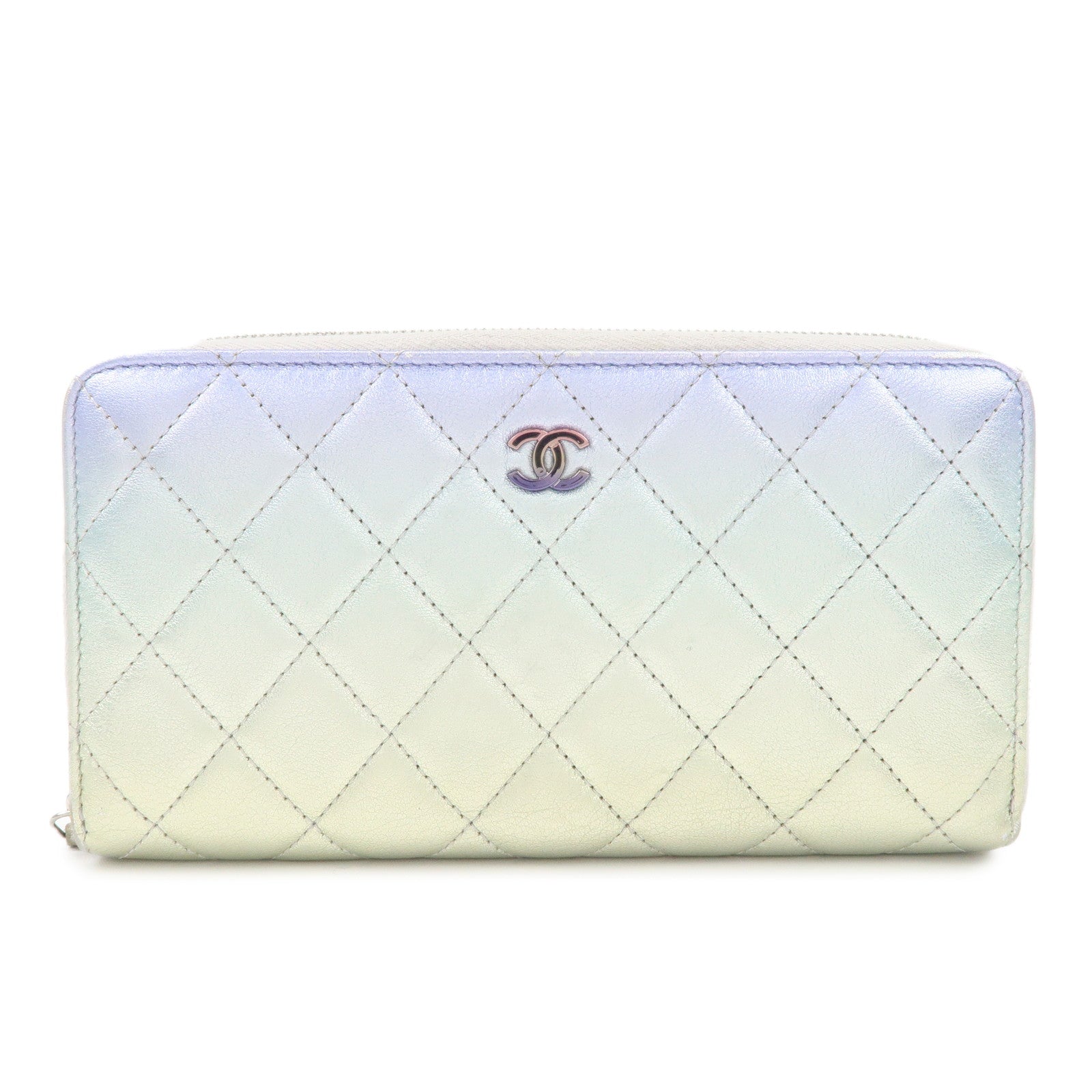CHANEL COCO Mark Matelasse Leather Round Zippy Wallet Multicolor