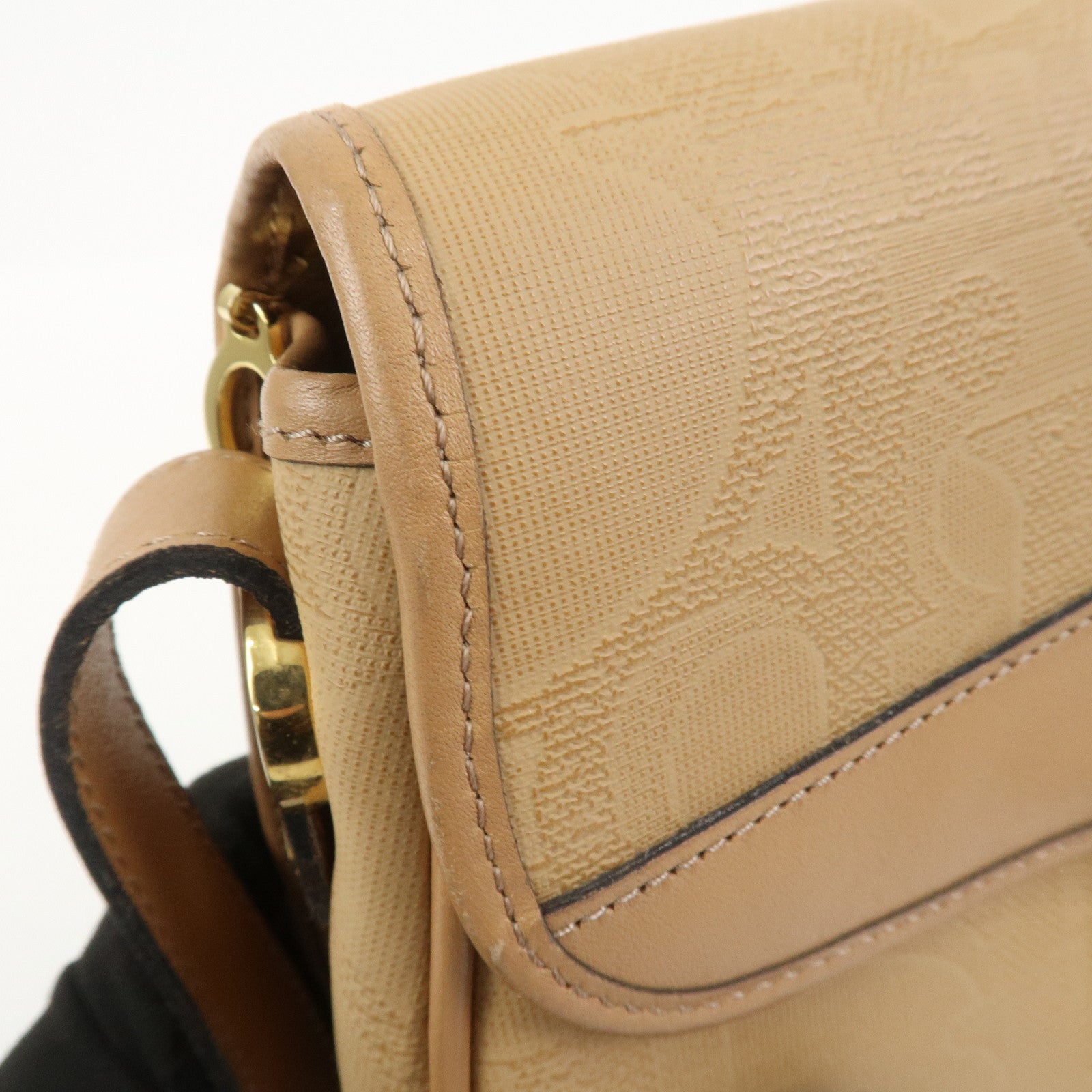 Christian Dior PVC Leather Shoulder Bag Crossbody Bag Brown