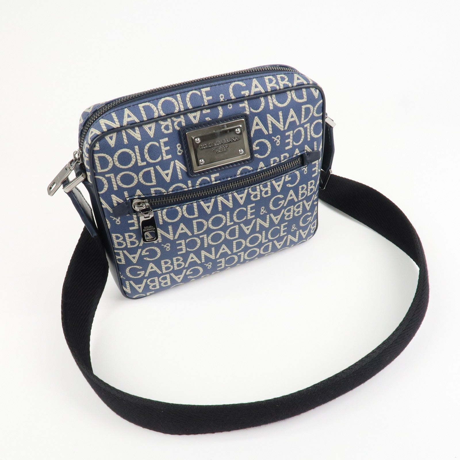 Dolce&Gabbana Canvas PVC Leather Shoulder Bag Navy