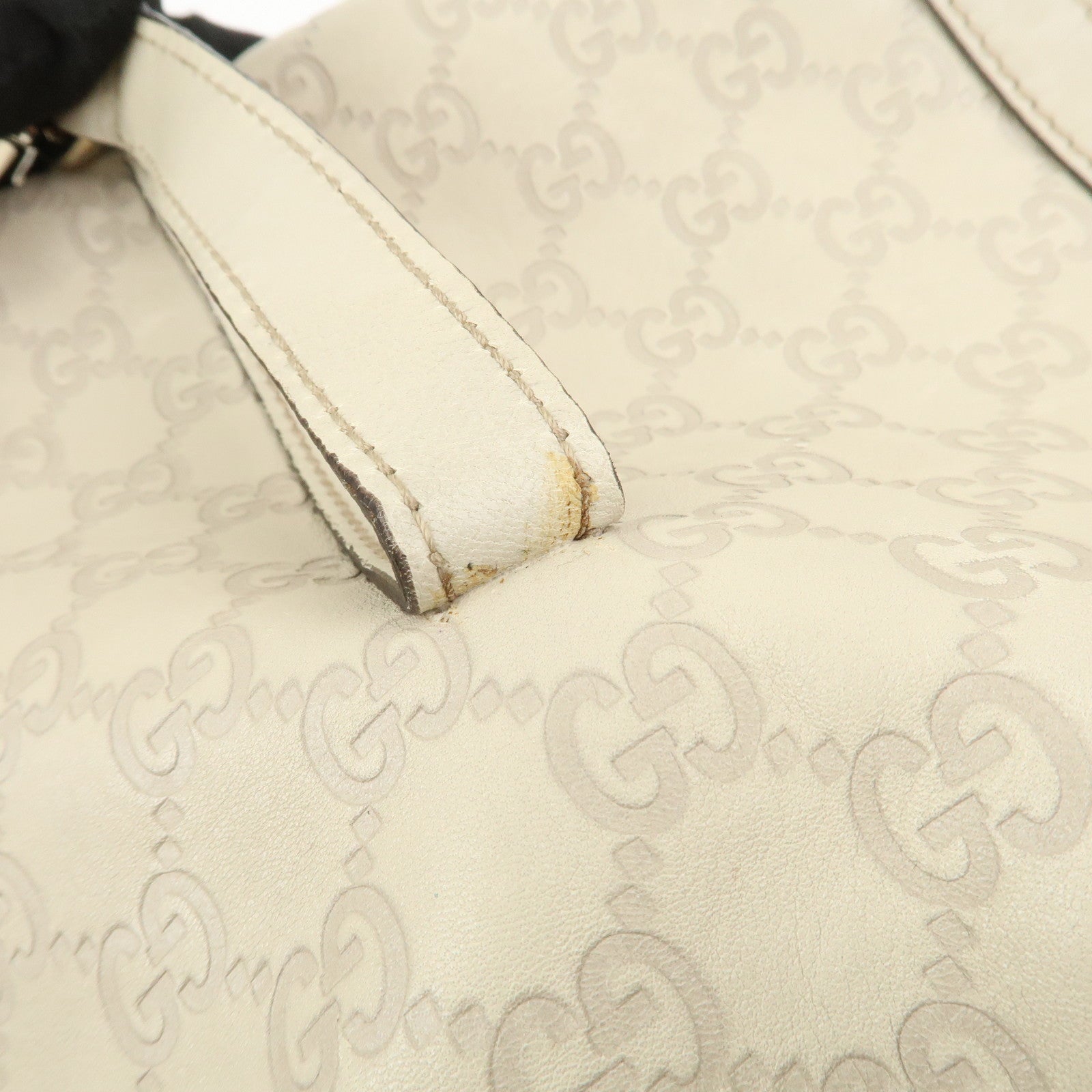 GUCCI Guccissima Leather Shoulder Bag Hand Bag Ivory 203494