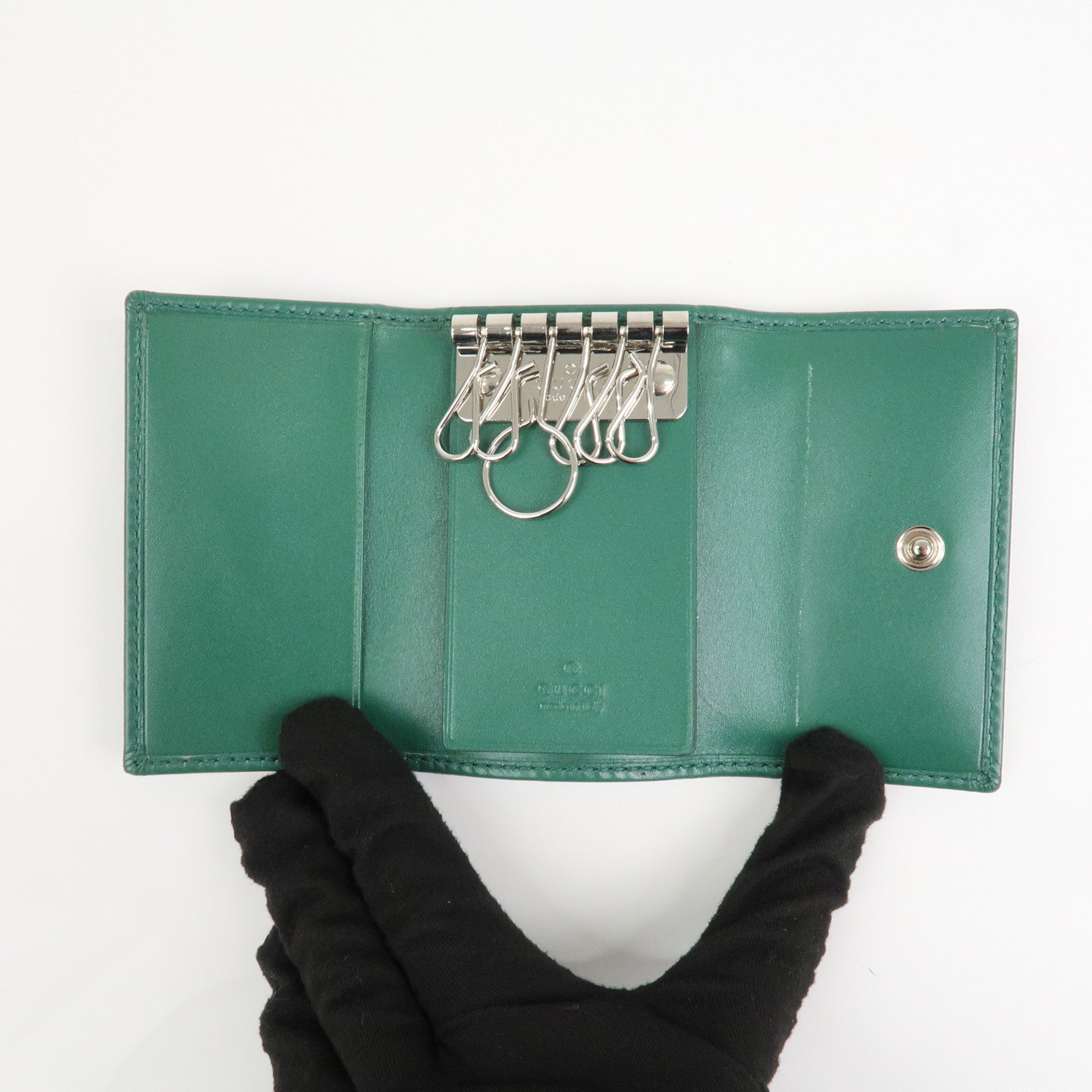 GUCCI GG Implement PVC Leather 6 Rings Key Case Green 138093