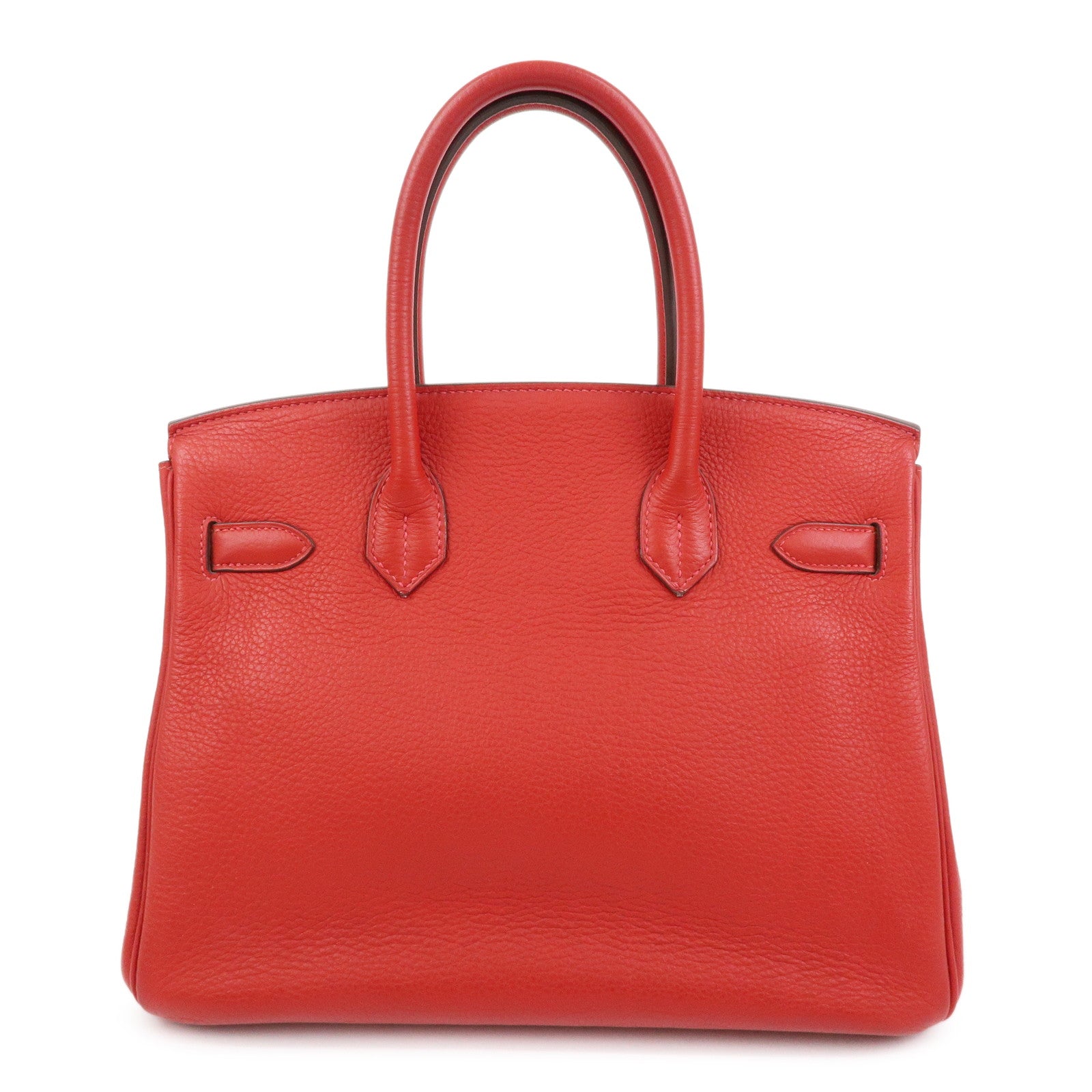 HERMES Birkin 30 Togo Leather Hand Bag □R Stamped Rouge Casaque