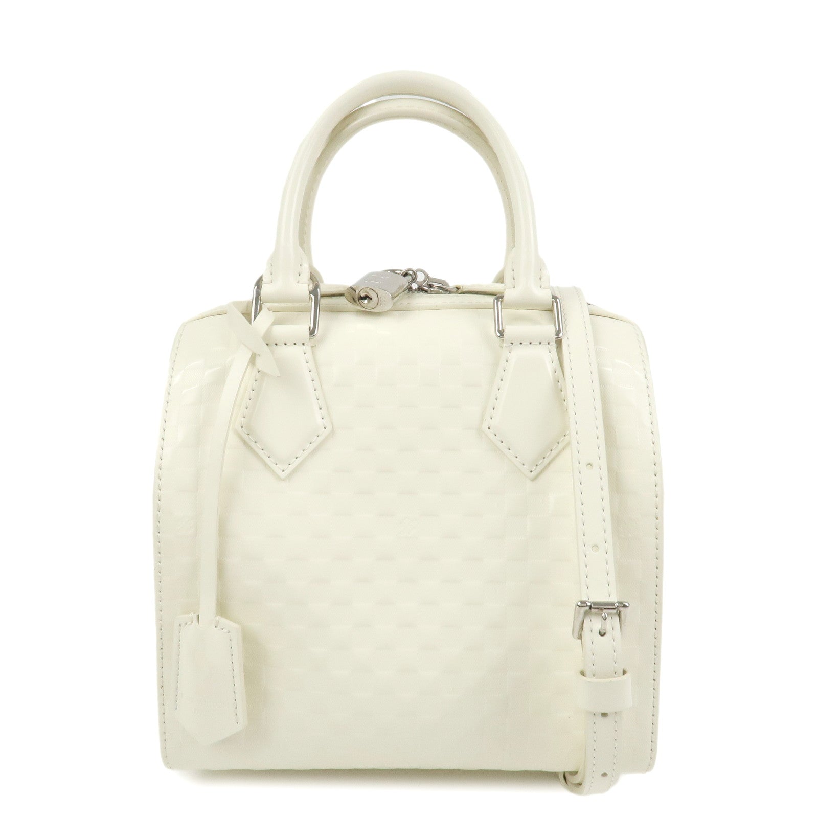 Louis Vuitton Damier Facette Speedy Cube PM Hand Bag Cream M48903