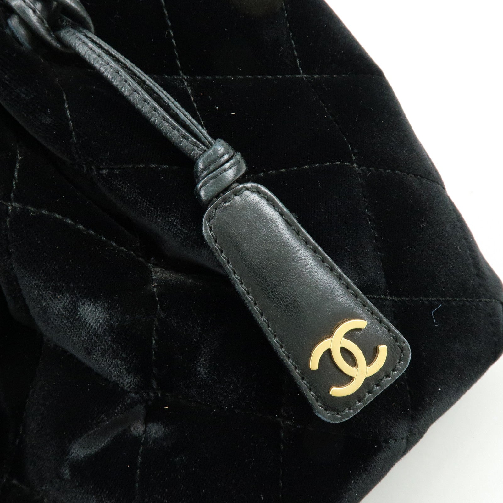 CHANEL Matelasse Circle Handle COCO Mark Velvet Lambskin Hand Bag