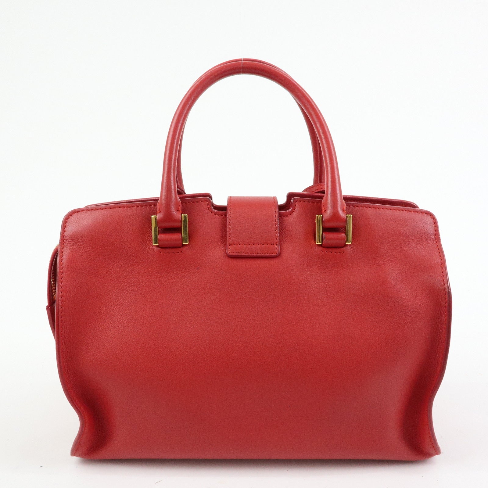 SAINT LAURENT PARIS Baby Cabas Leather 2Way Bag Hand Bag Red 424868