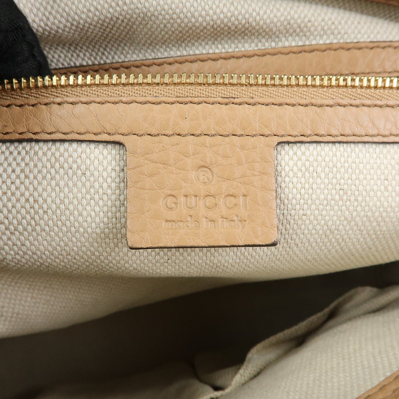 GUCCI SOHO Interlocking G Leather 2Way Hand Bag Beige 369176