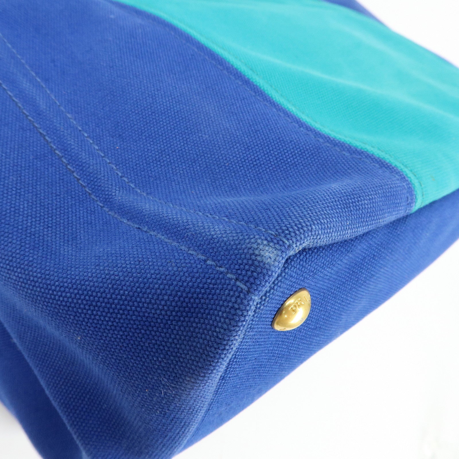 PRADA Triangle Logo Canapa Canvas 2Way Bag Tote Bag Blue BN2642