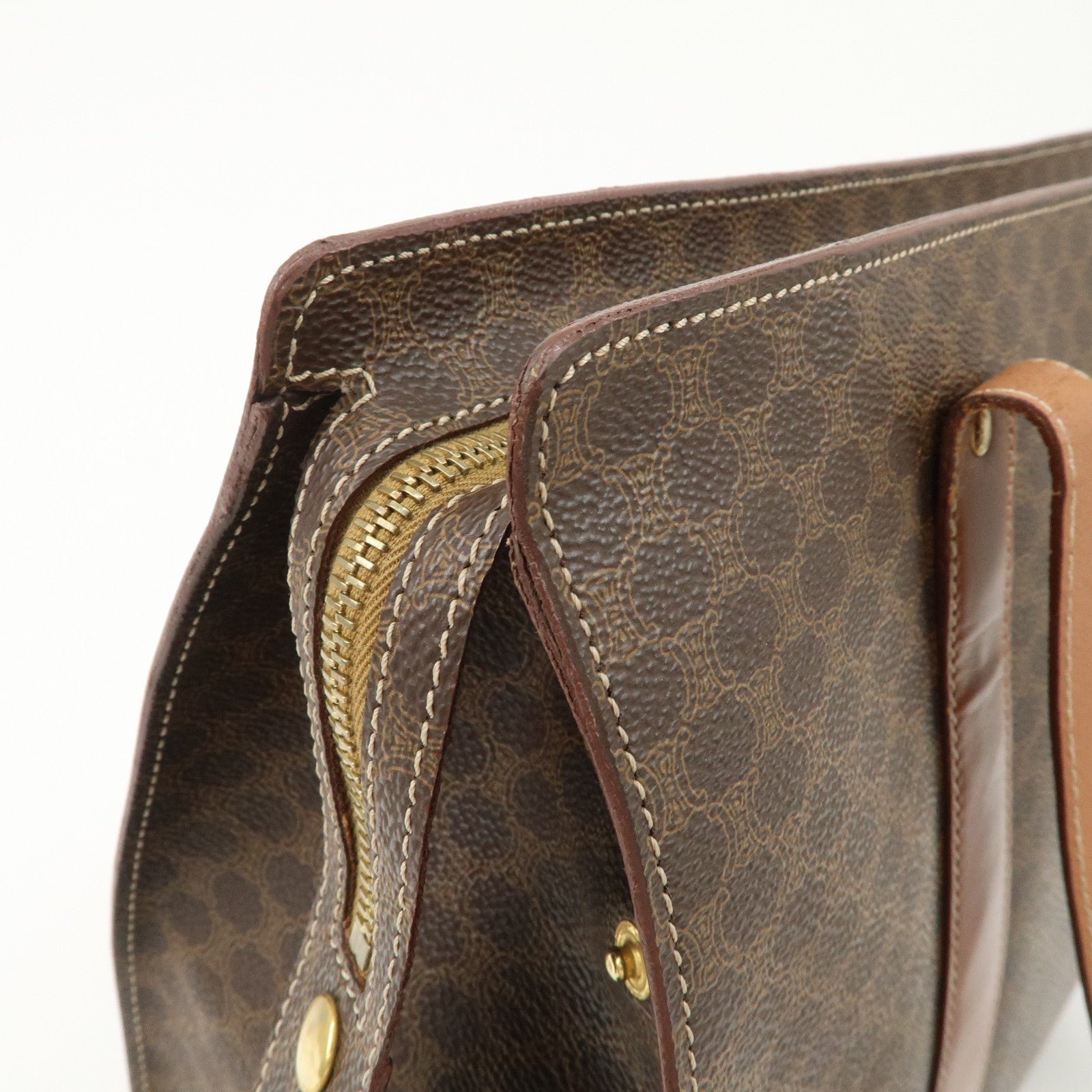 CELINE Macadam PVC Leather Tote Bag Shoulder Bag Brown