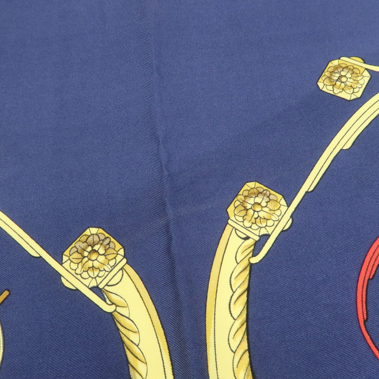 HERMES Carre 90 Silk 100% Scarf SPRINGS Navy Gold