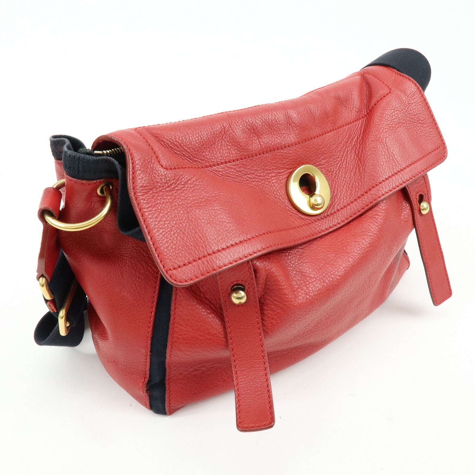 SAINT LAURENT PARIS Muse Two Leather Shoulder Bag Red 265707