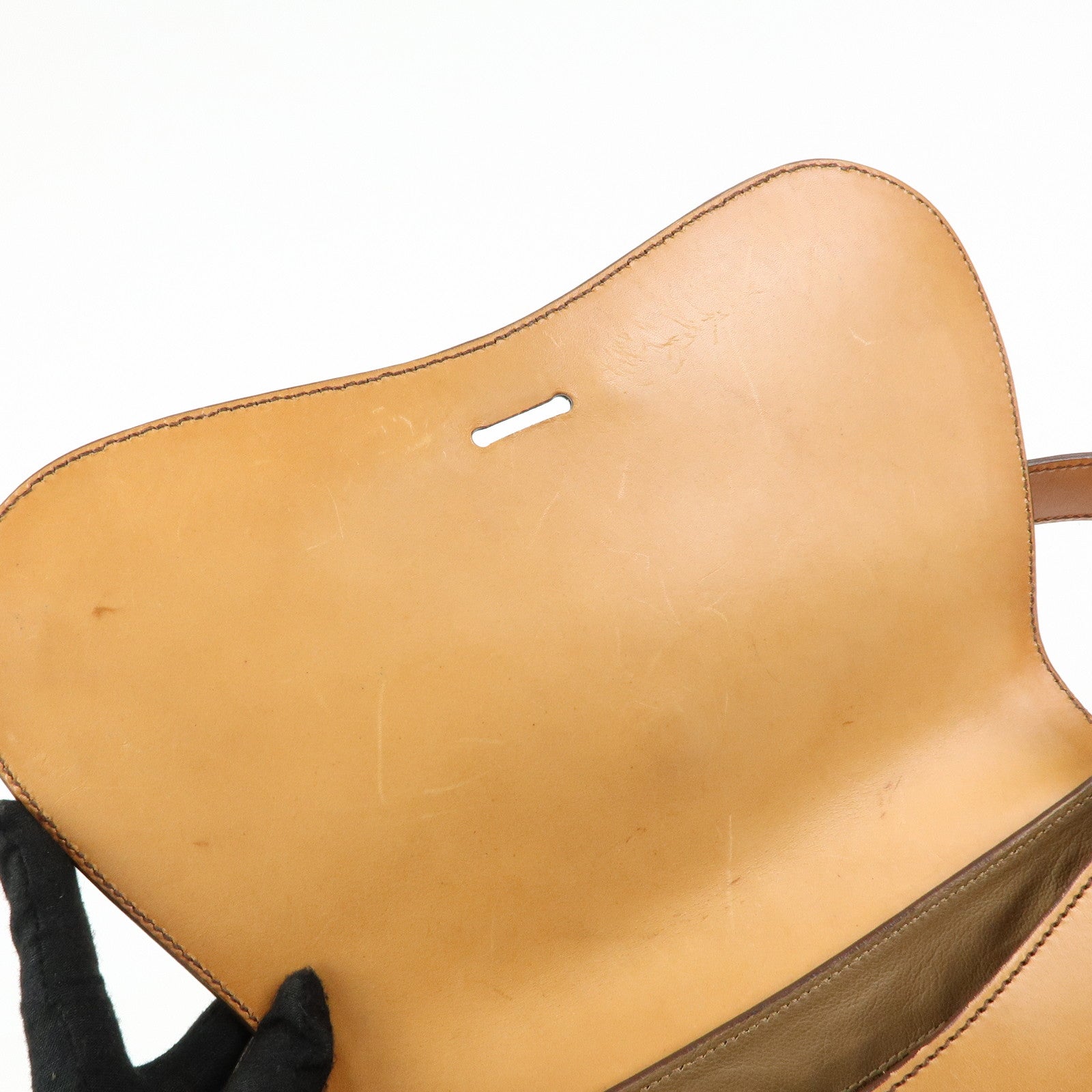 PRADA Logo Leather Shoulder Bag Hand Bag Brown