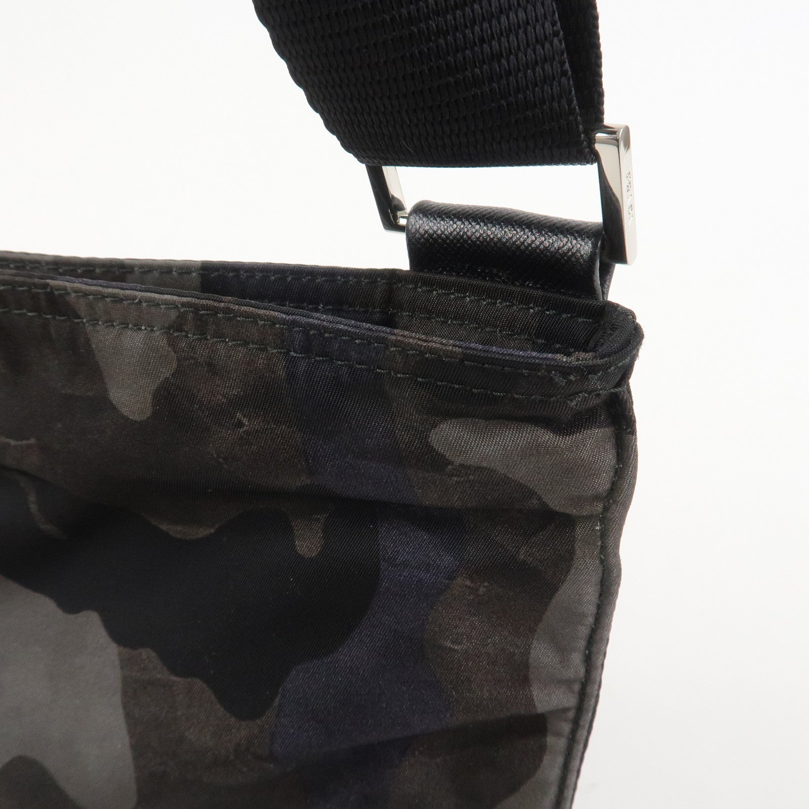 PRADA Triangle Logo Nylon Camoflage Shoulder Bag Black BT0978
