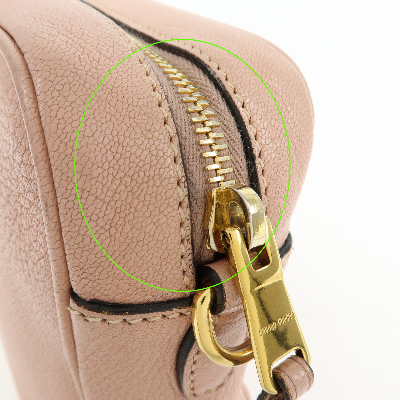 MIU MIU Leather Ribbon Shoulder Bag Crossbody Pink