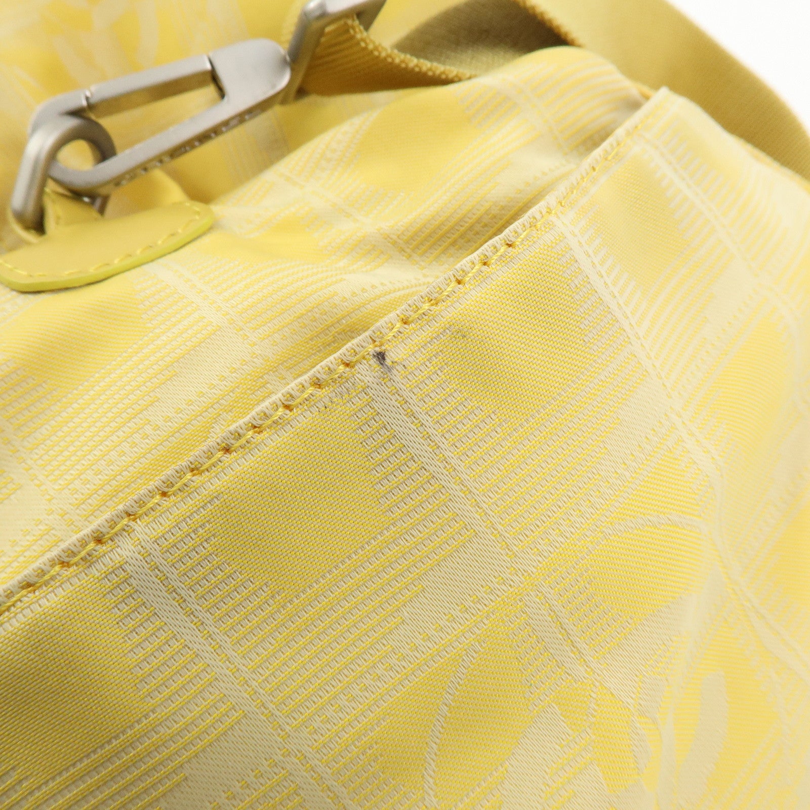 CHANEL New Travel Line Nylon Jacquard Leather Drum Bag Yellow