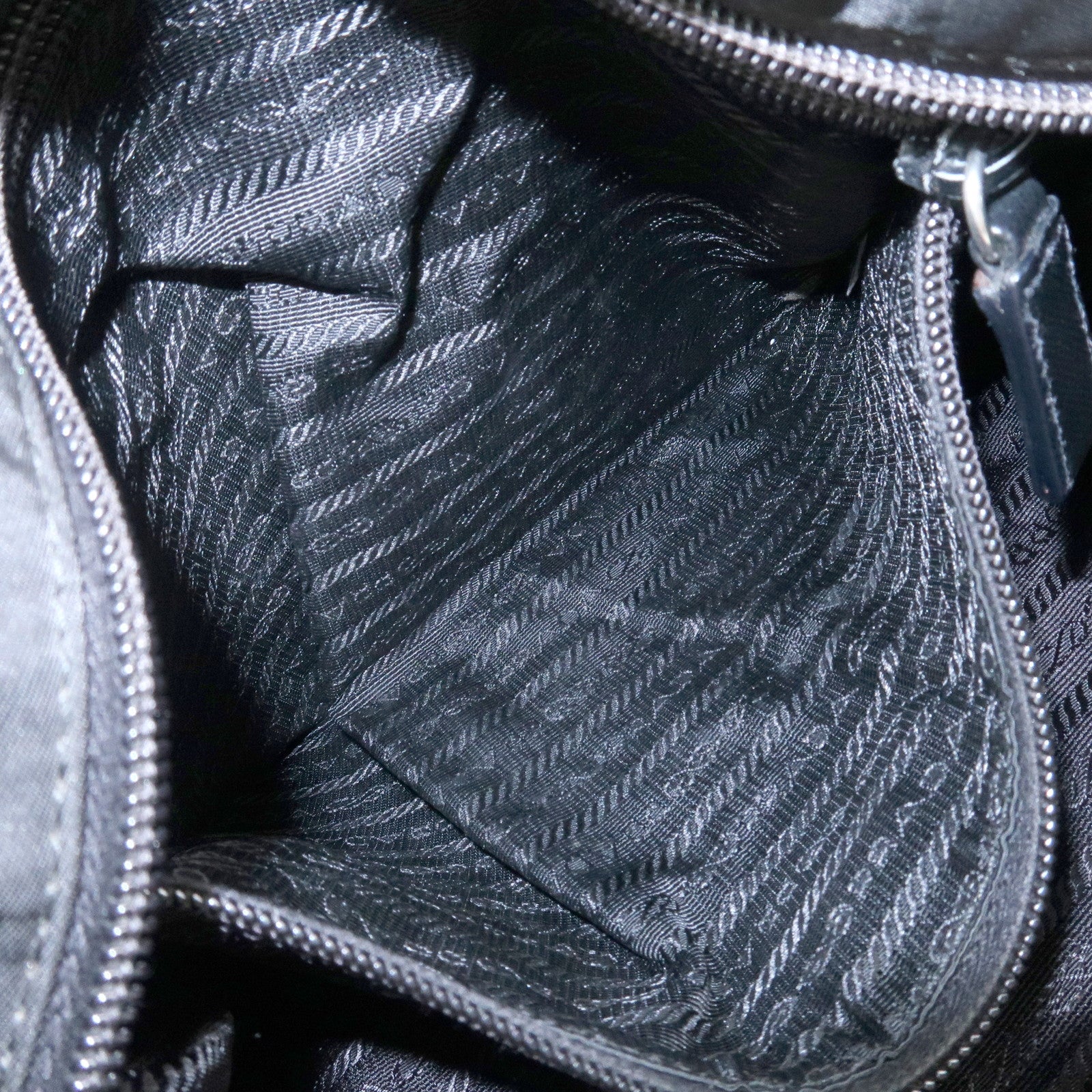 PRADA Nylon Saffiano Leather Shoulder Bag Black VA0269