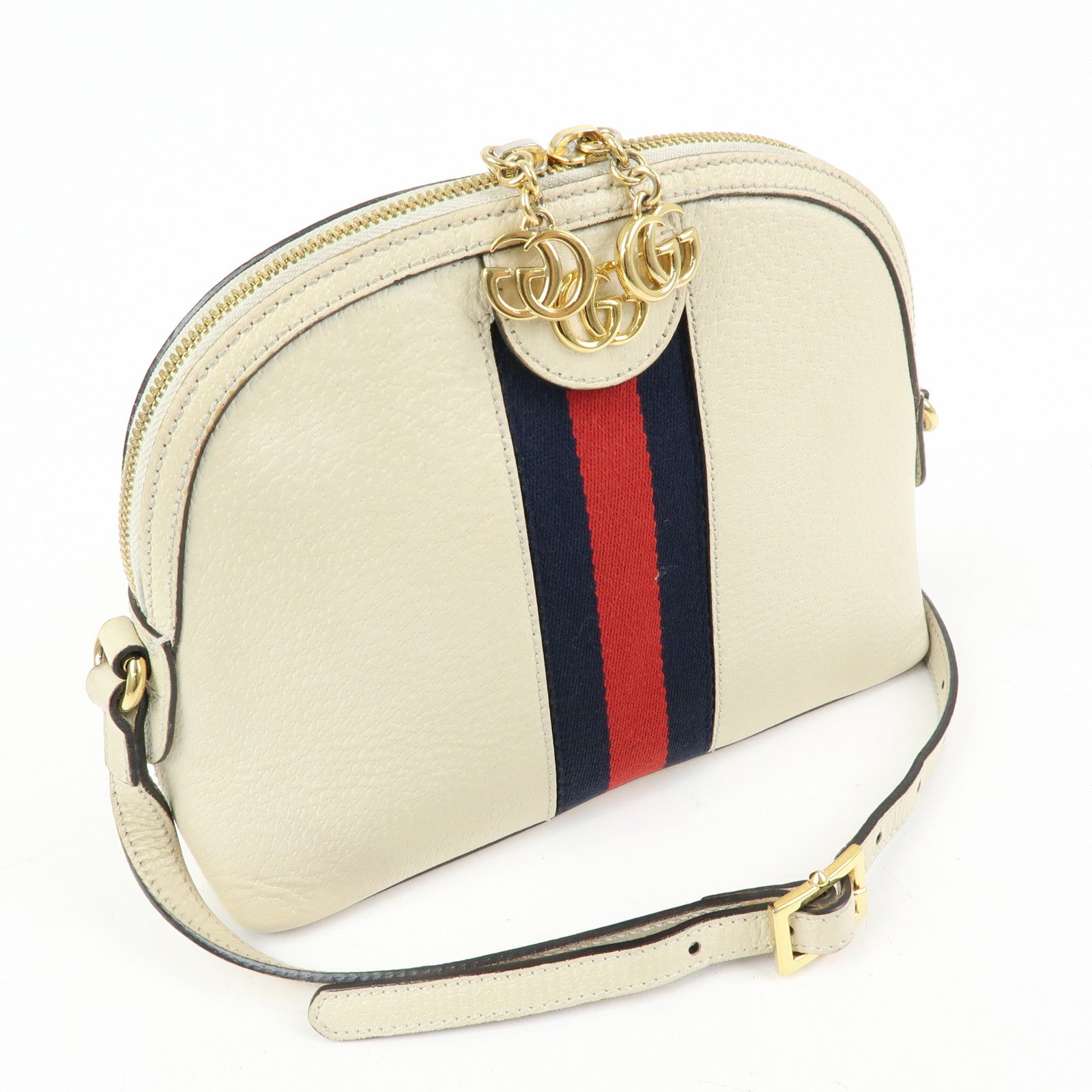 GUCCI Sherry Leather Shoulder Bag Crossbody Bag White 499621
