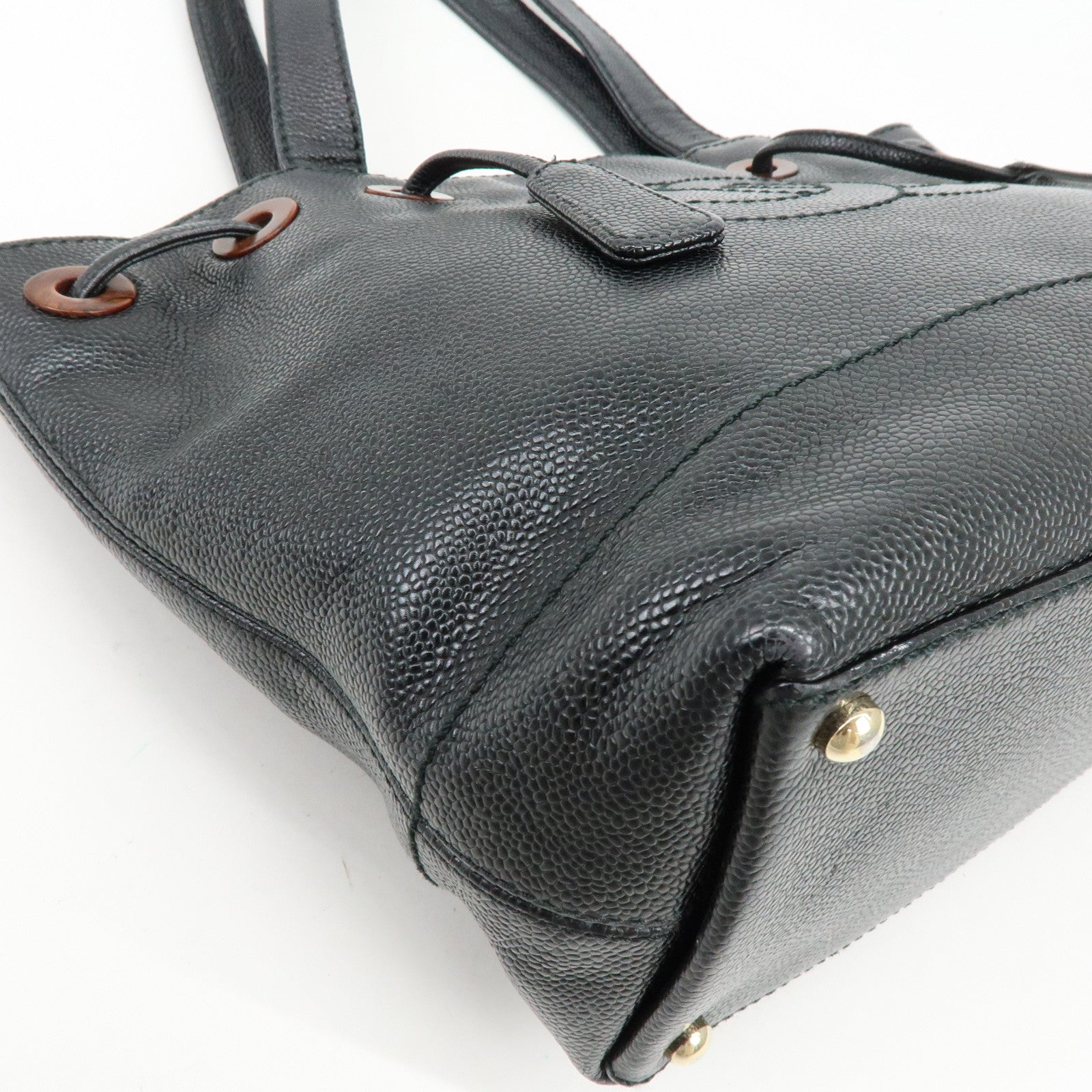 CHANEL COCO Mark Caviarskin Tote Bag Shoulder Bag Black