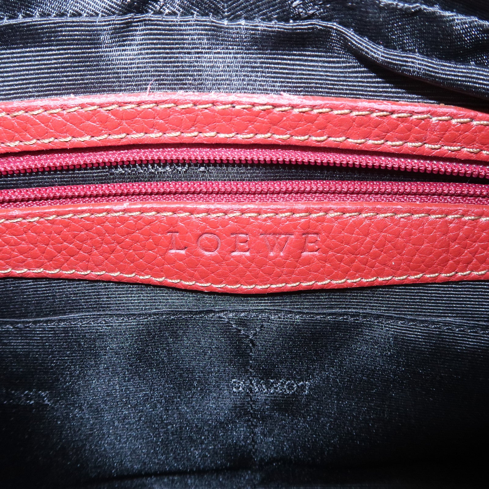 LOEWE Senda Leather Shoulder Bag Hand Bag Red