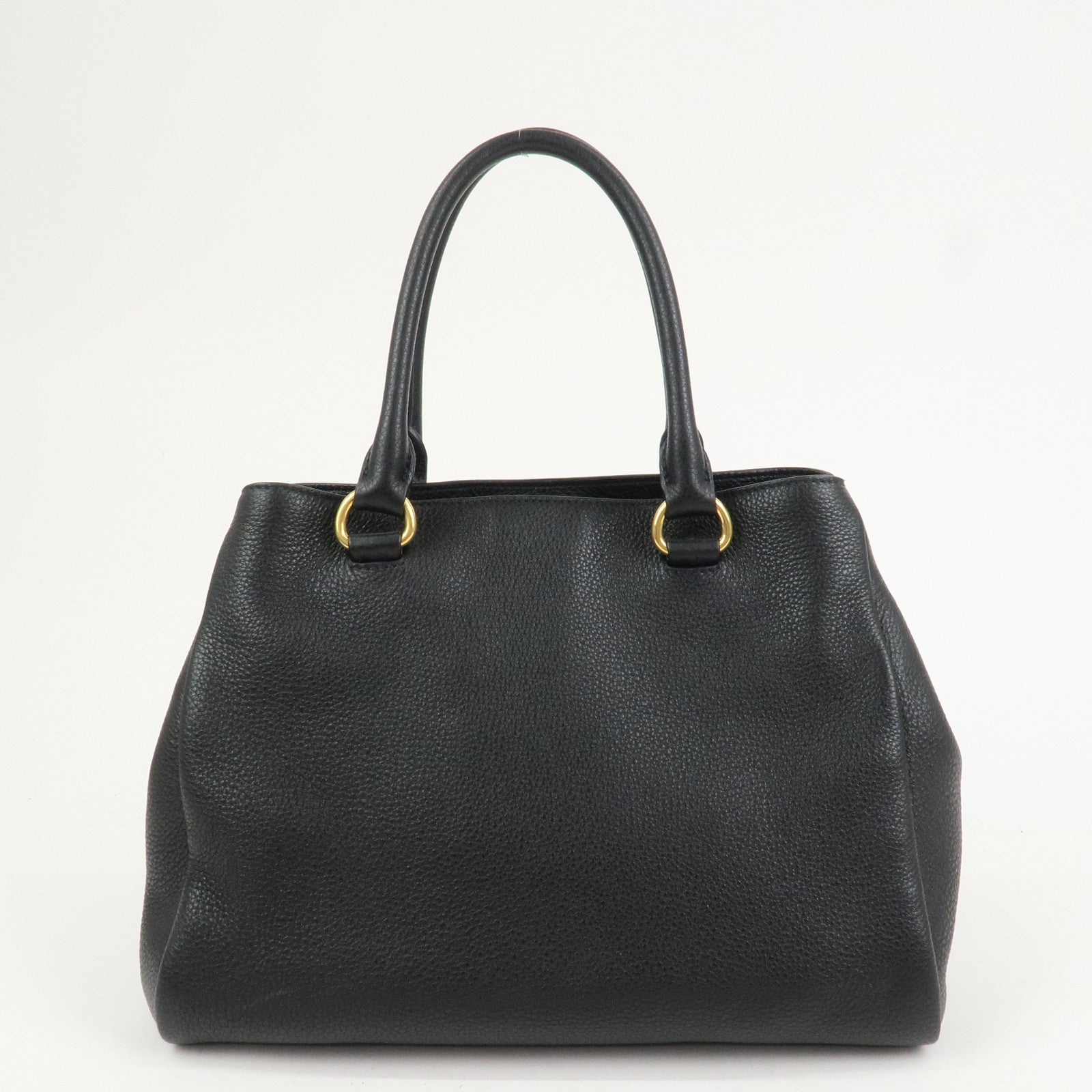 PRADA Logo Leather 2Way Bag Shoulder Bag Hand Bag Black 1BG044