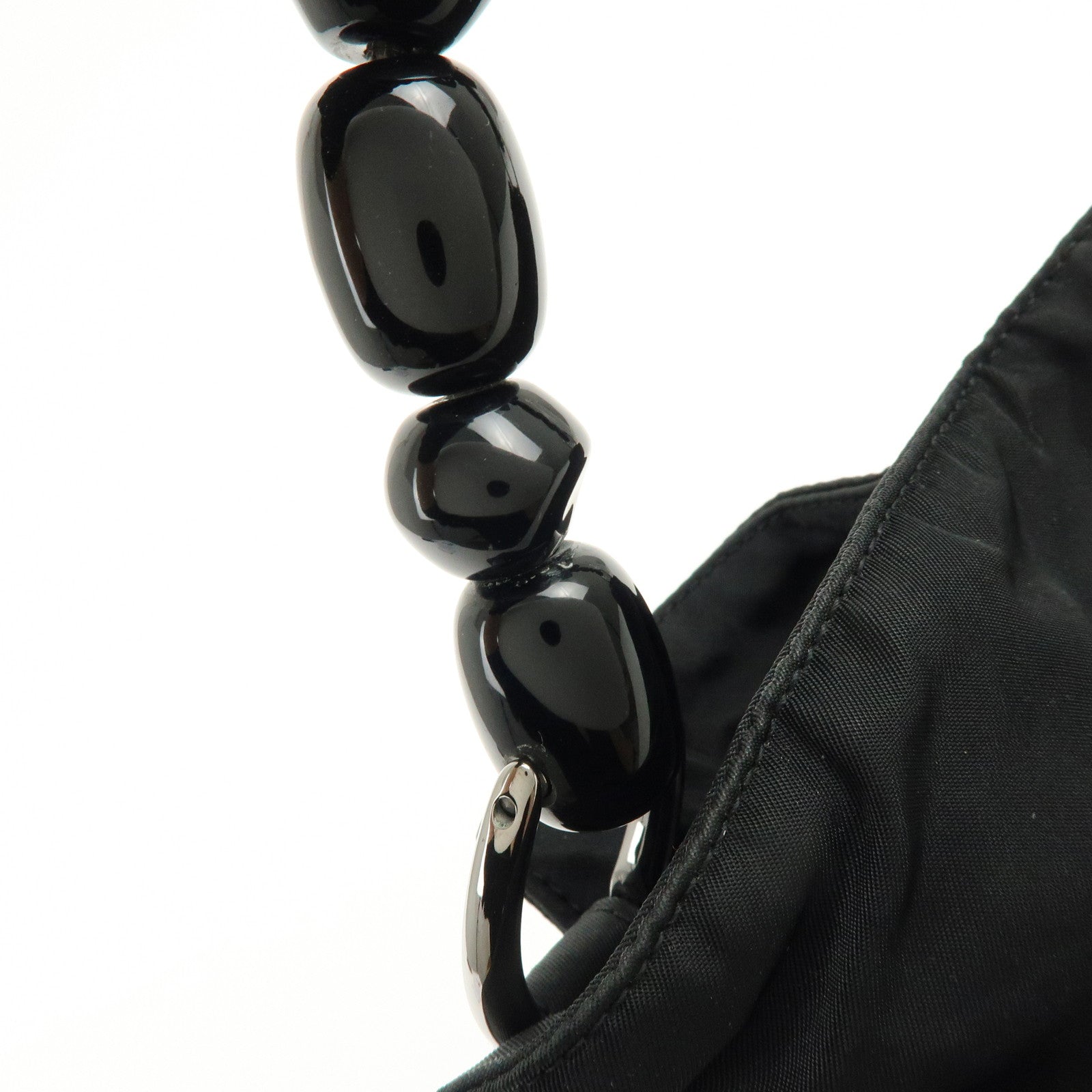 Christian Dior Malice Pearl Nylon Hand Bag Shoulder Bag Black