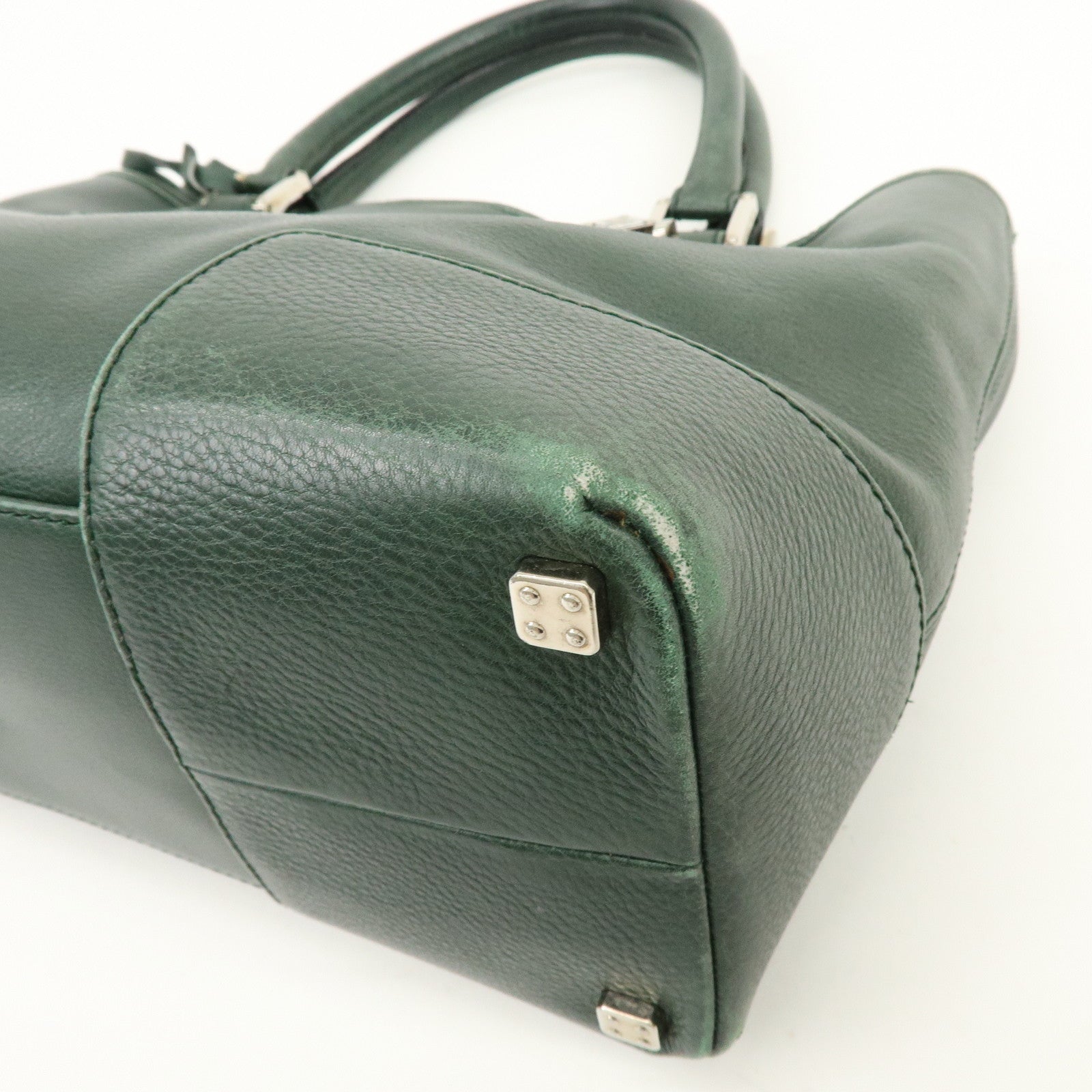 LOEWE Anagram Leather Tote Bag Hand Bag Green