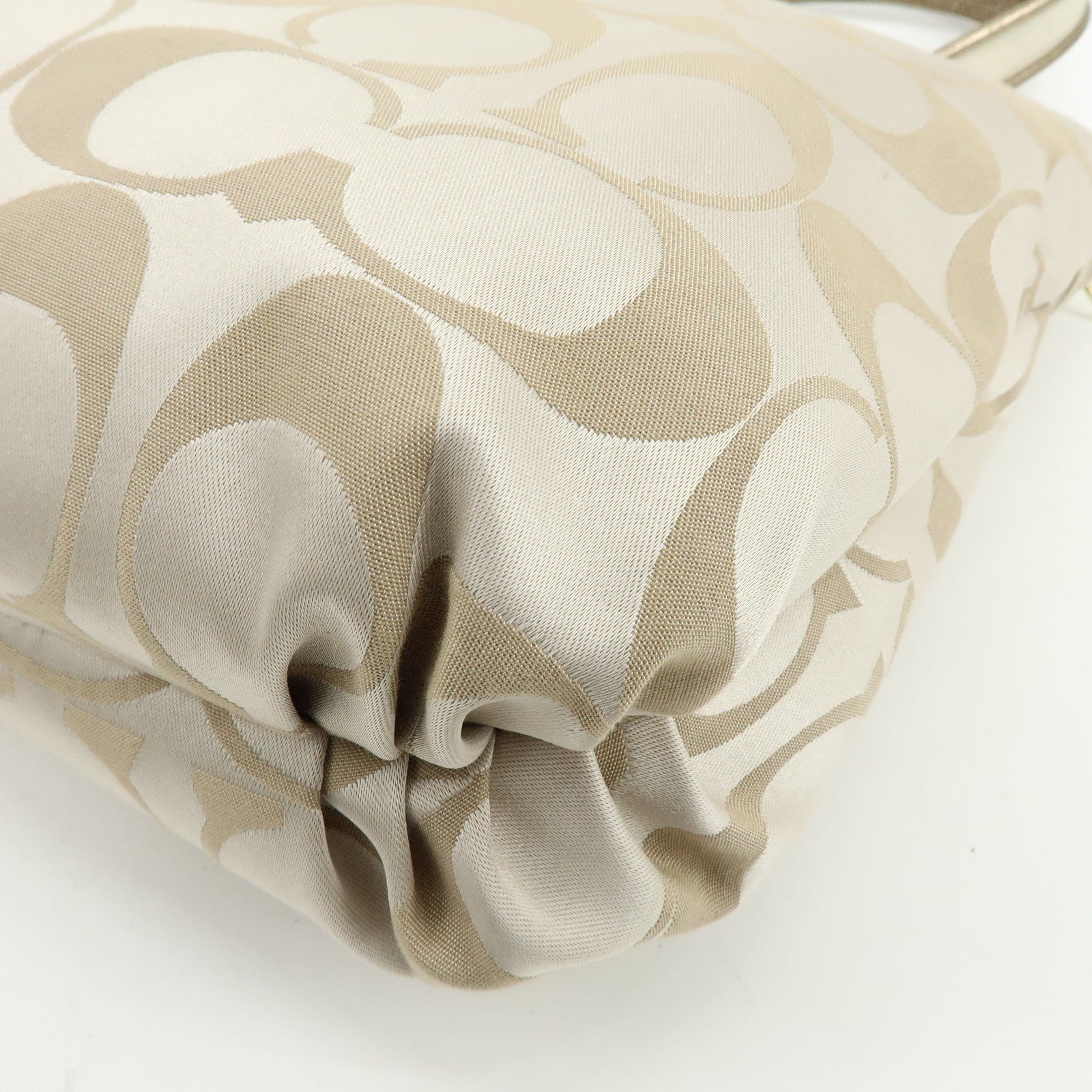 COACH Set of 2 Signature Satin Canvas Shoulder Bag Hand Bag Beige