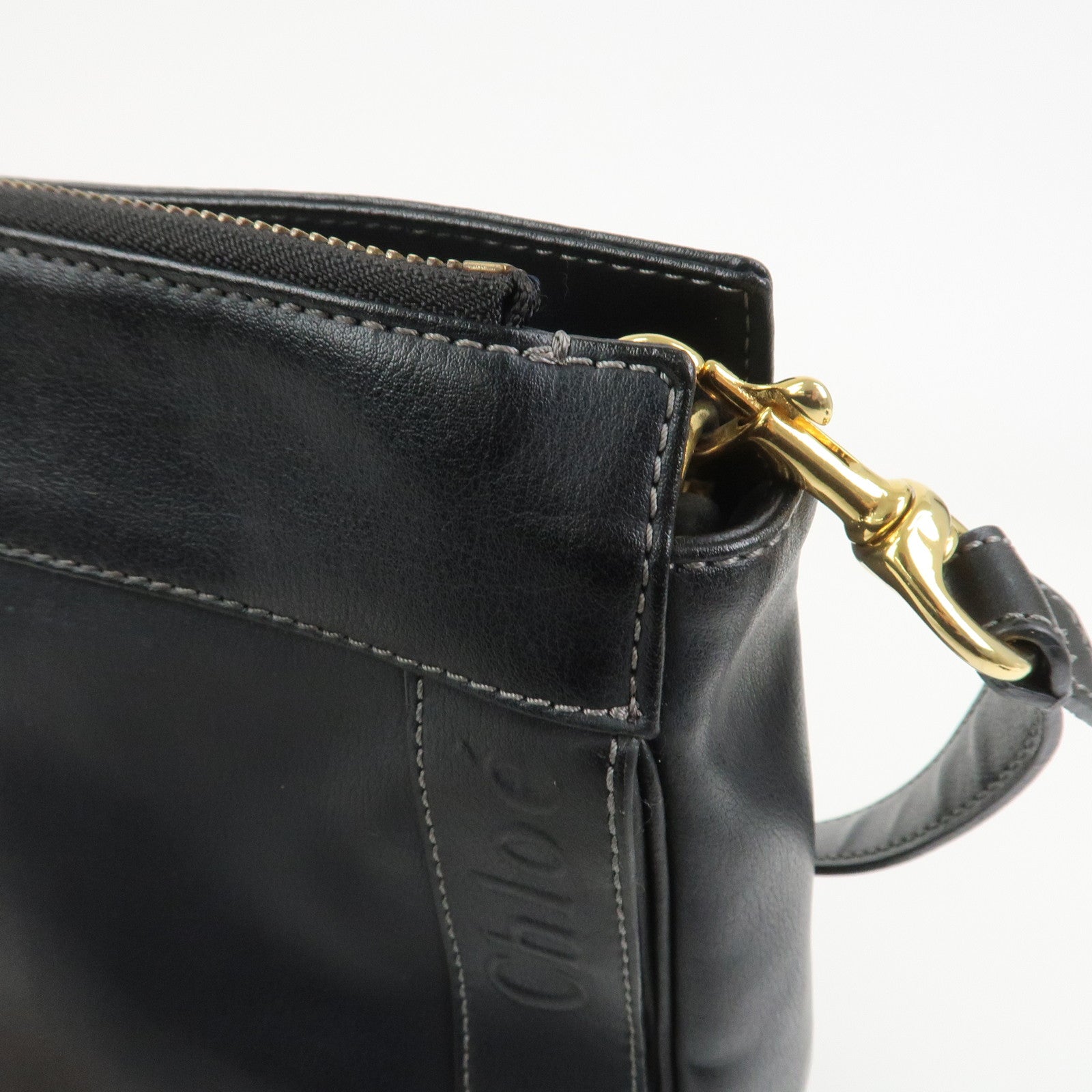 Chloe Eden Logo Leather Shoulder Bag Crossbody Bag Black Brown