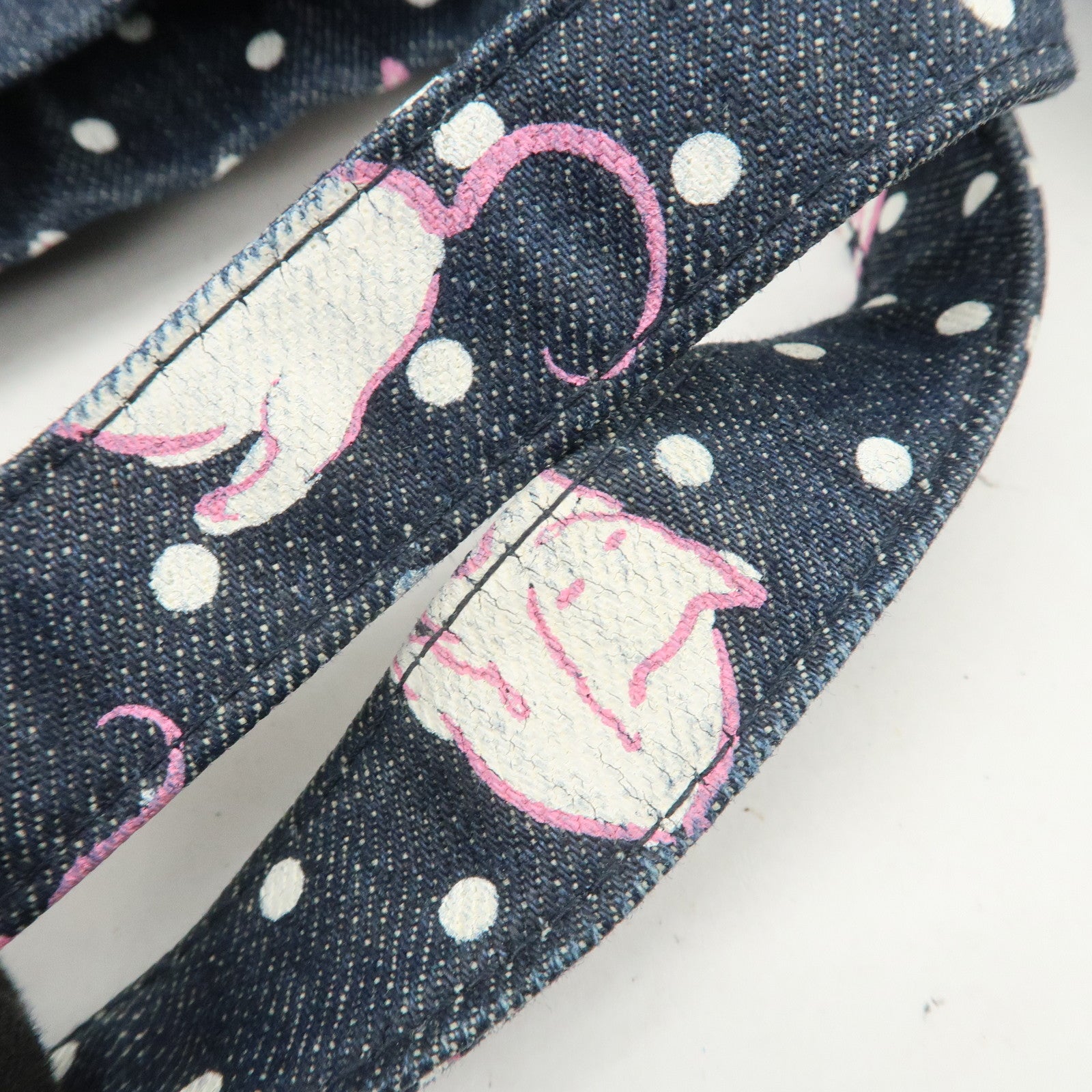 MIU MIU Cats & Dots Print Denim 2Way Tote Bag Blue