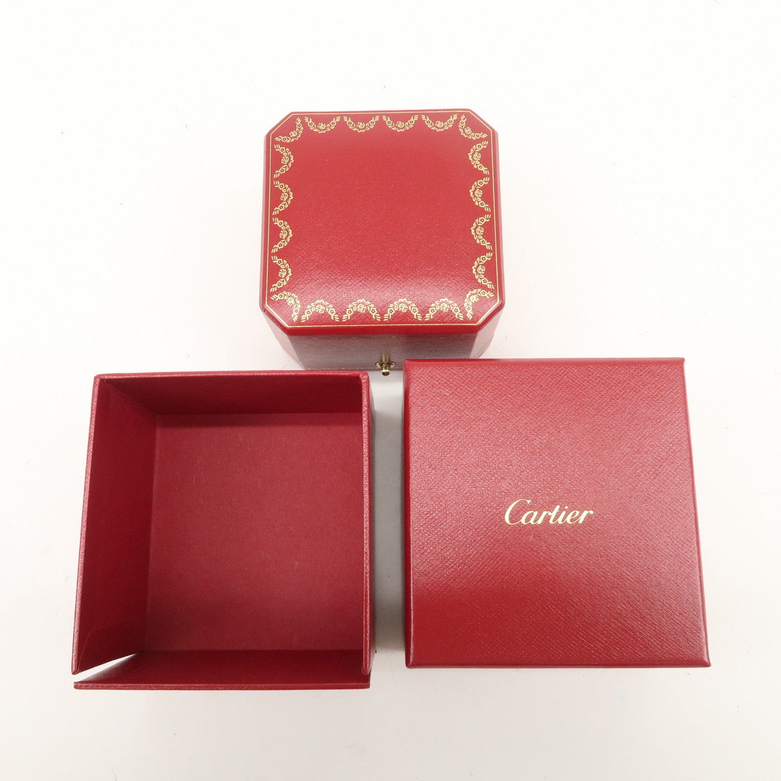 Cartier Set of 2 Jewelry Boxes Ring Boxes Red Gold