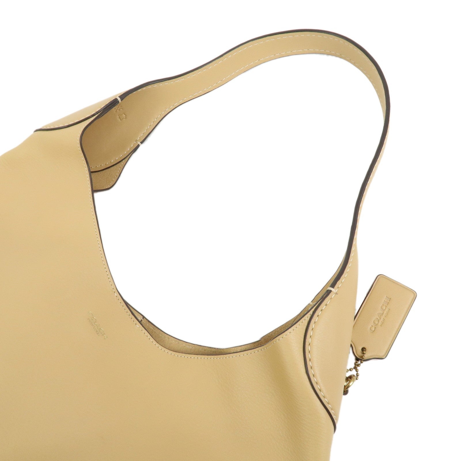 COACH Grain Calf Leather Brooklyn Shoulder Bag 39 Beige CU044