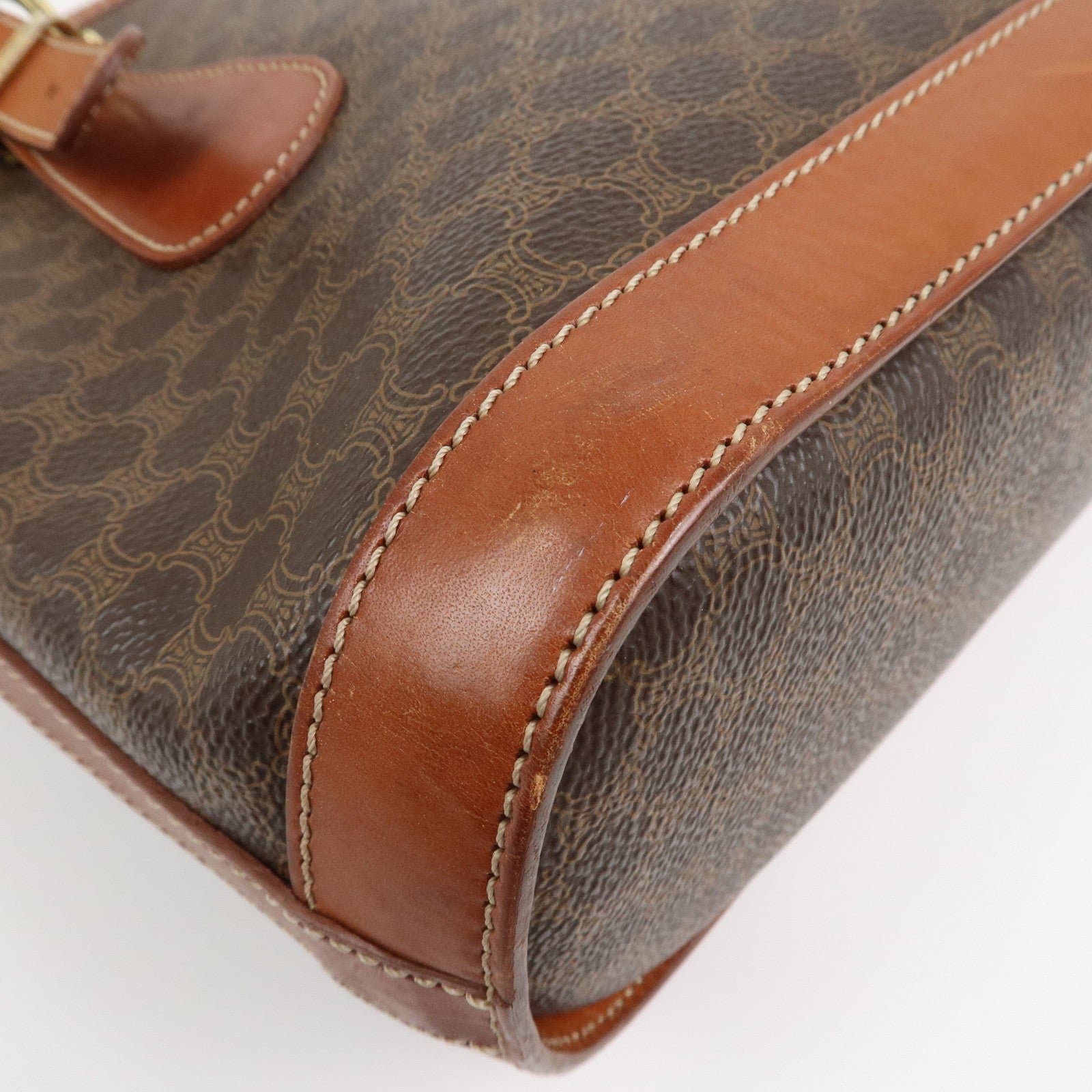 CELINE Macadam PVC Leather Shoulder Bag Hand Bag Brown