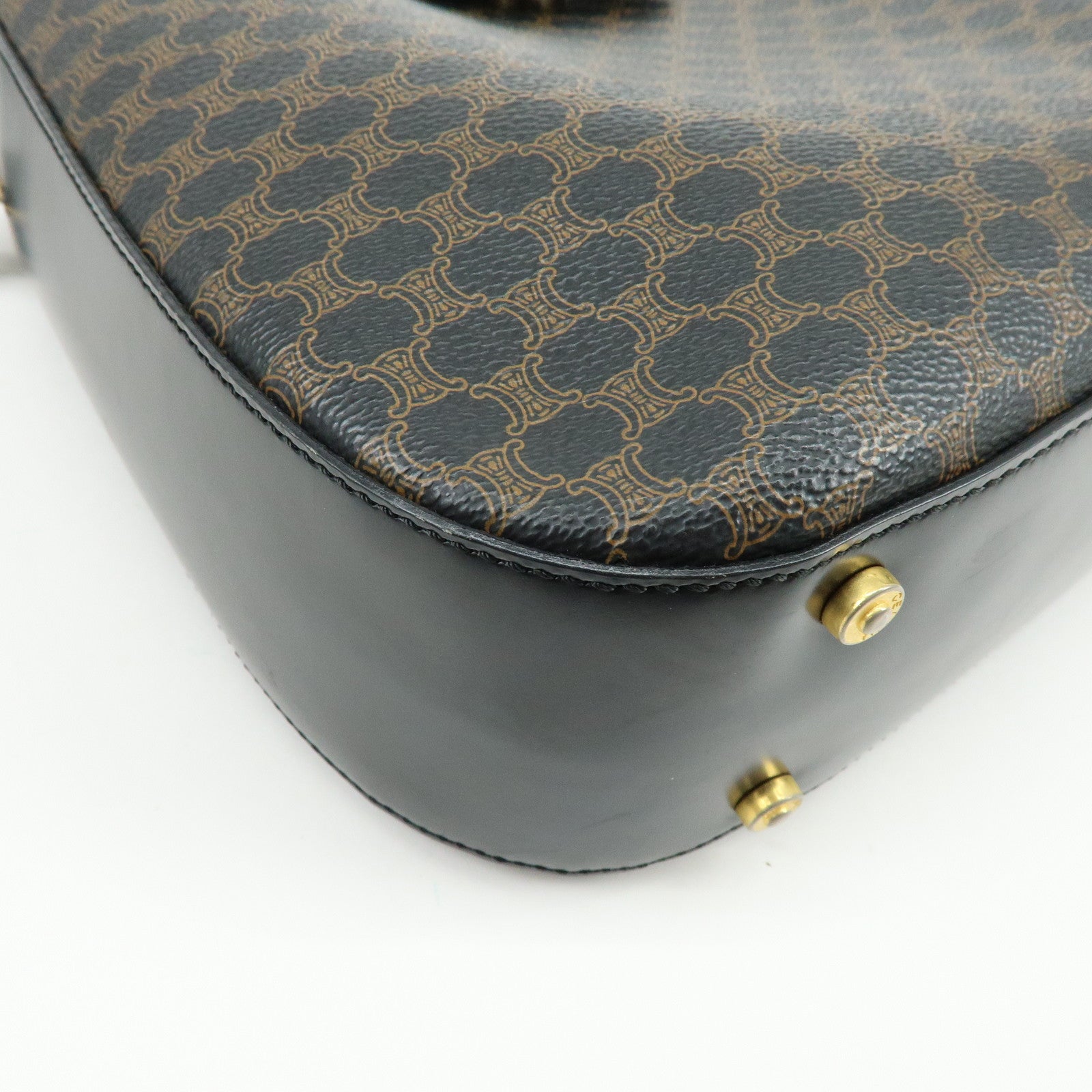 CELINE Macadam PVC Canvas Leather Shoulder Crossbody Bag Black