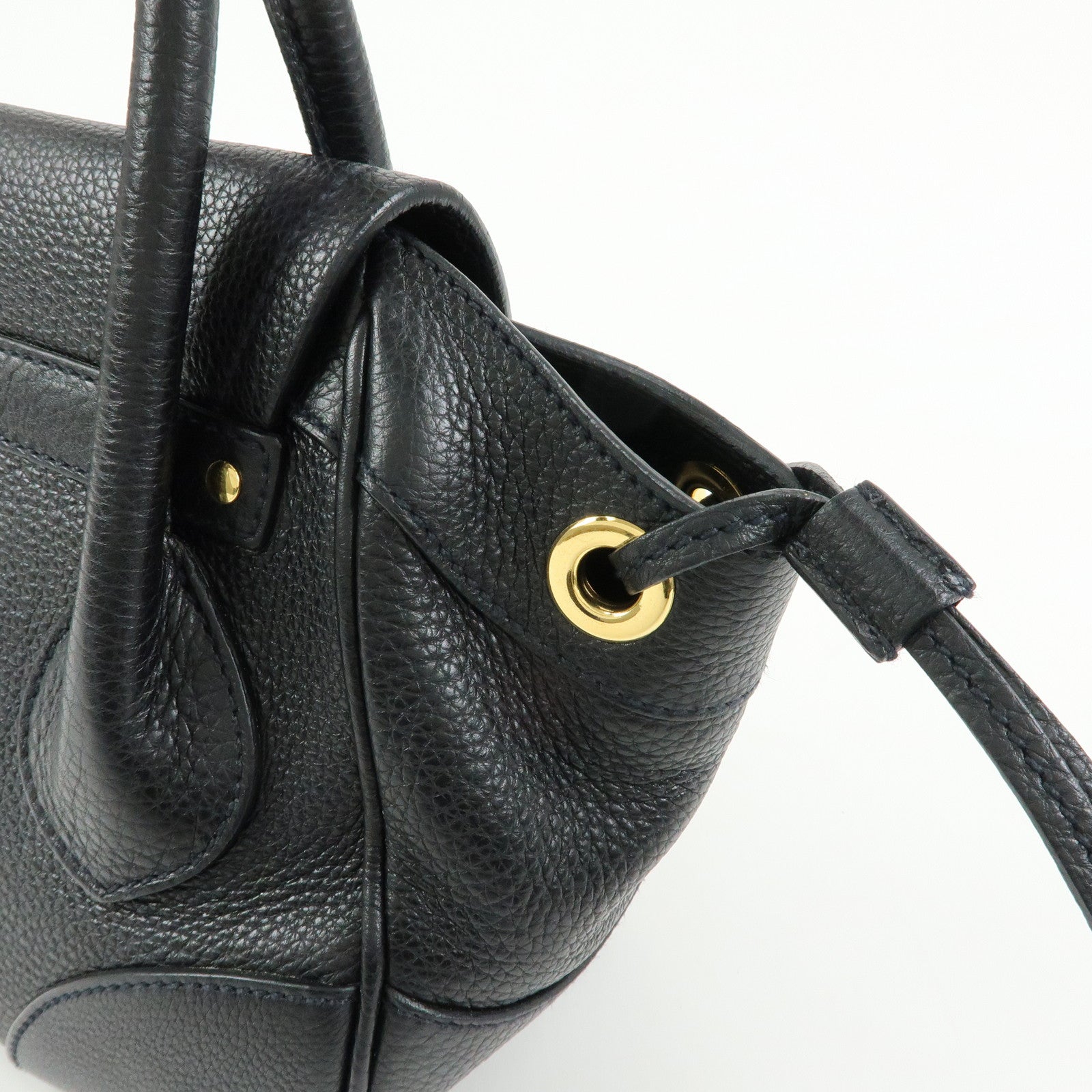PRADA Vitello Daino Leather Hand Bag Shoulder Bag Black BR3207