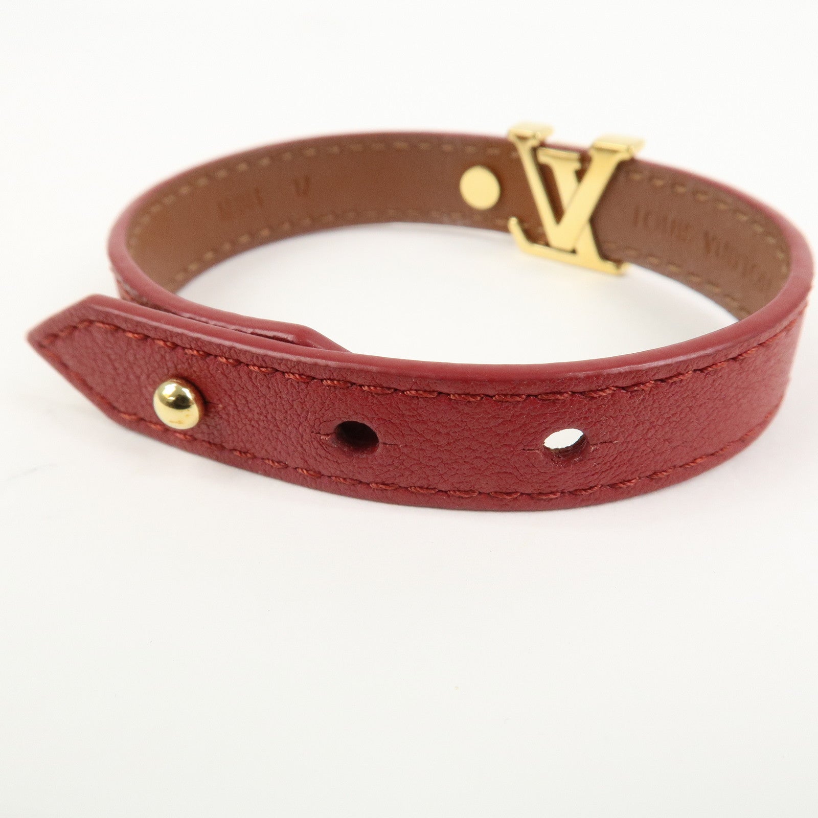 Louis Vuitton Iconic Leather Metal Bracelet Rouge Red M8106