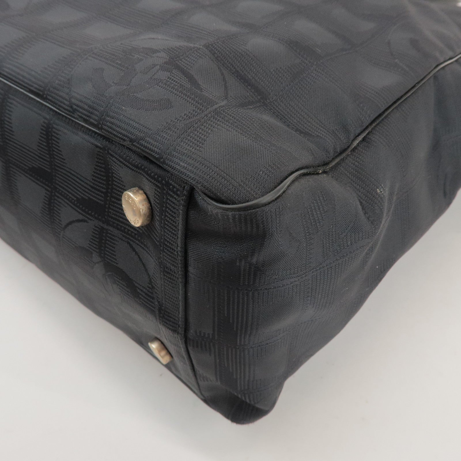 CHANEL New Travel Line Nylon Jacquard Leather Tote Bag GM A15825