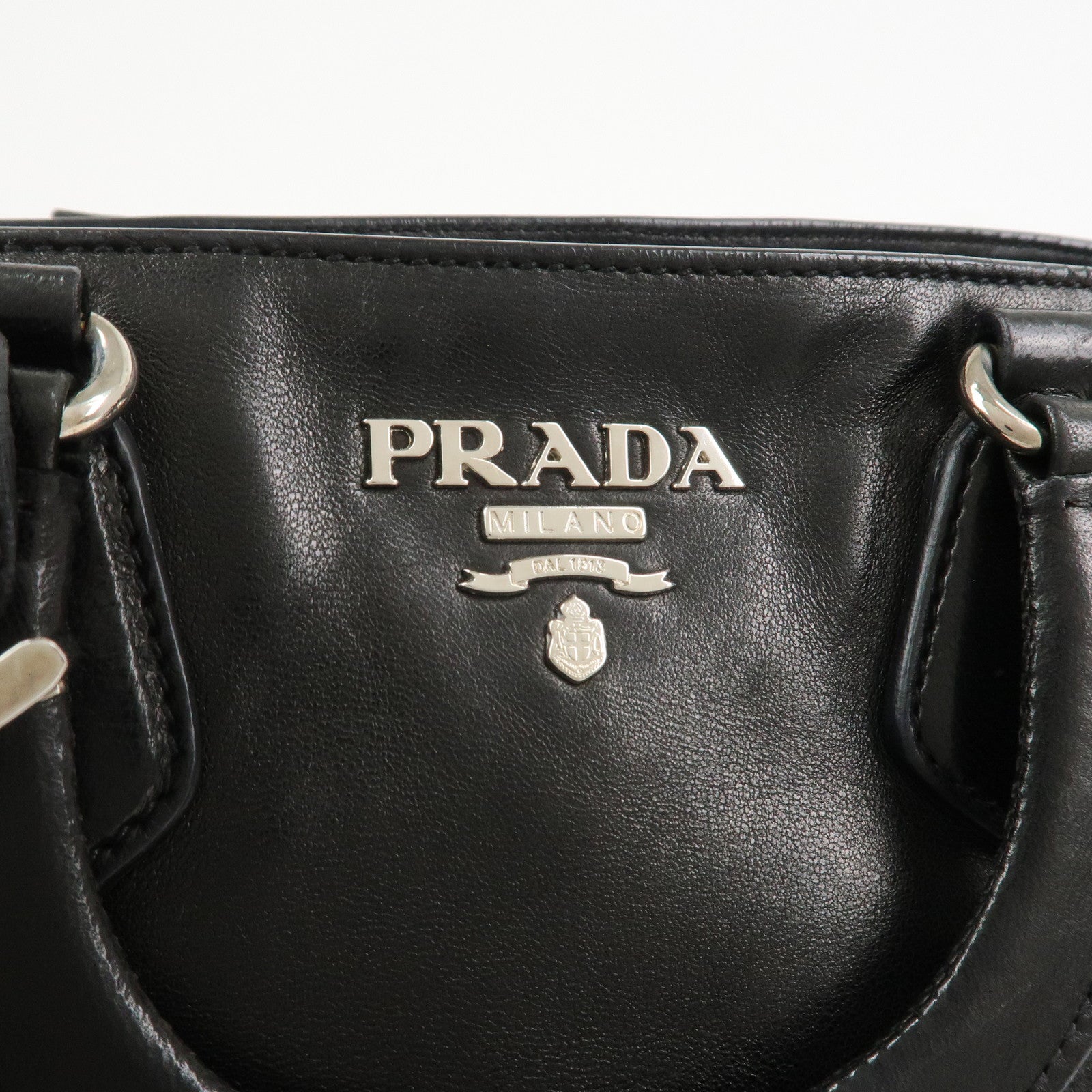 PRADA Logo Nappa Leather 2Way Bag Hand Bag Shoulder Bag Black