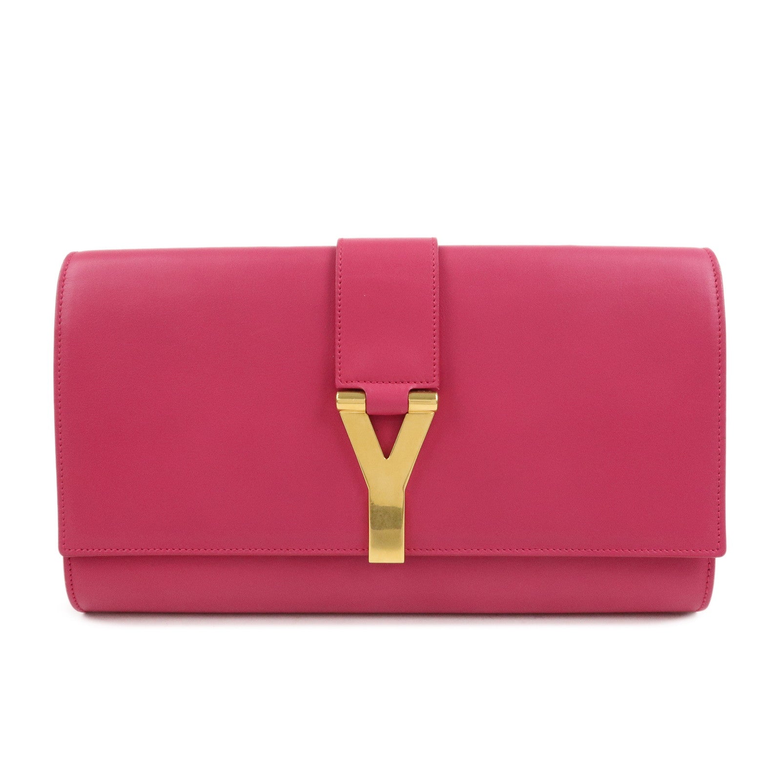 SAINT LAURENT PARIS Leather Clutch Bag Y Line Pink 311213