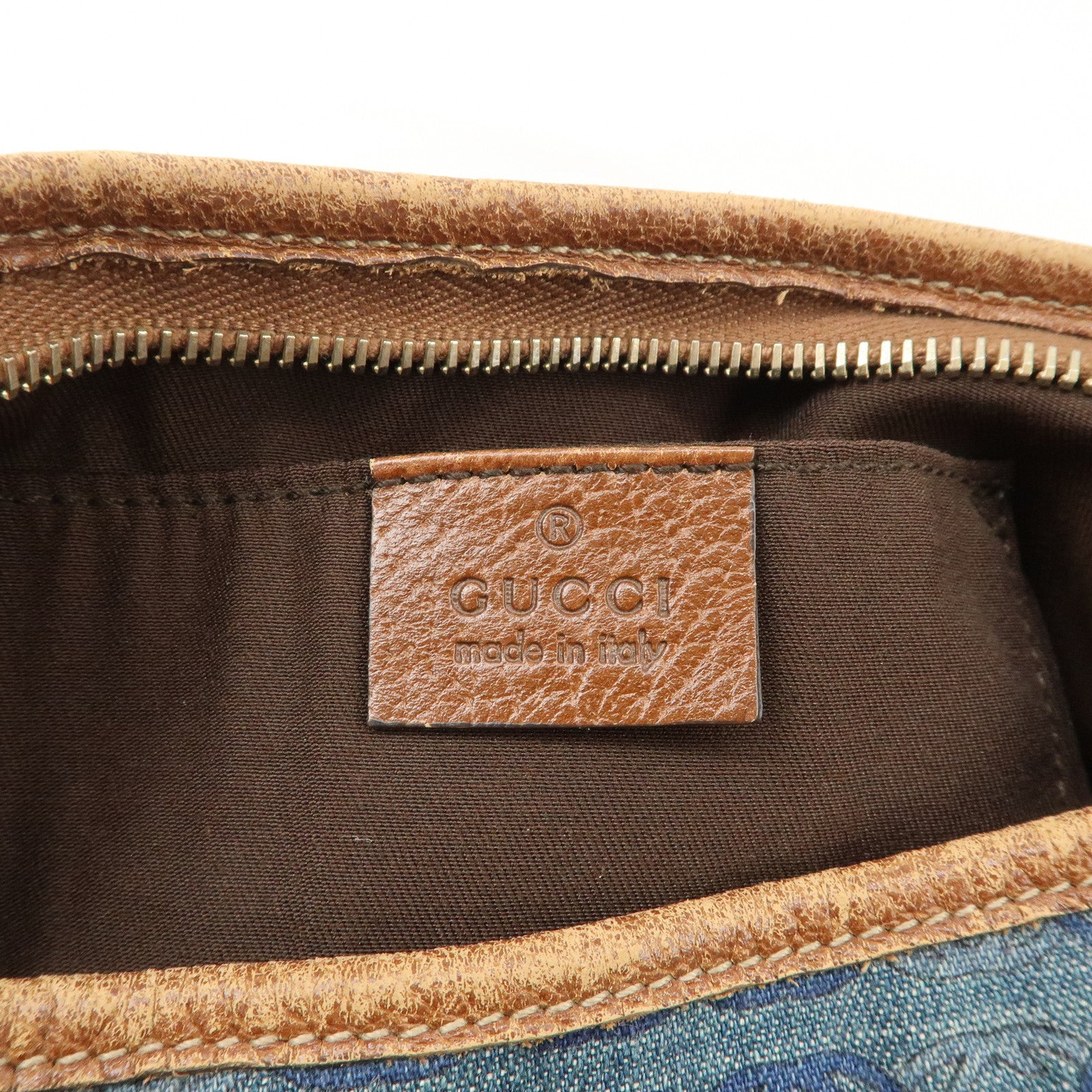 GUCCI Abbey Denim Leather Shoulder Bag Hand Bag Blue 130939 Used