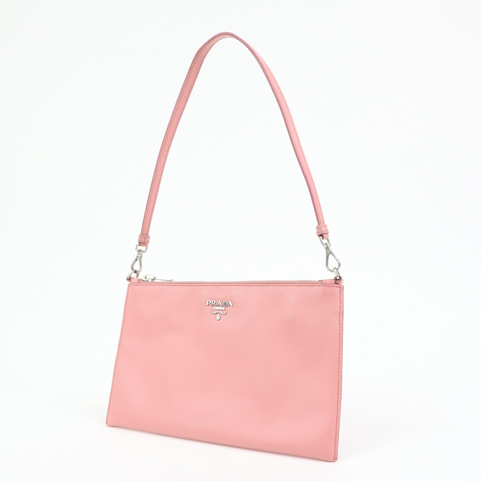 PRADA Saffiano Leather 2Way Bag Clutch Bag Shoulder Bag Pink