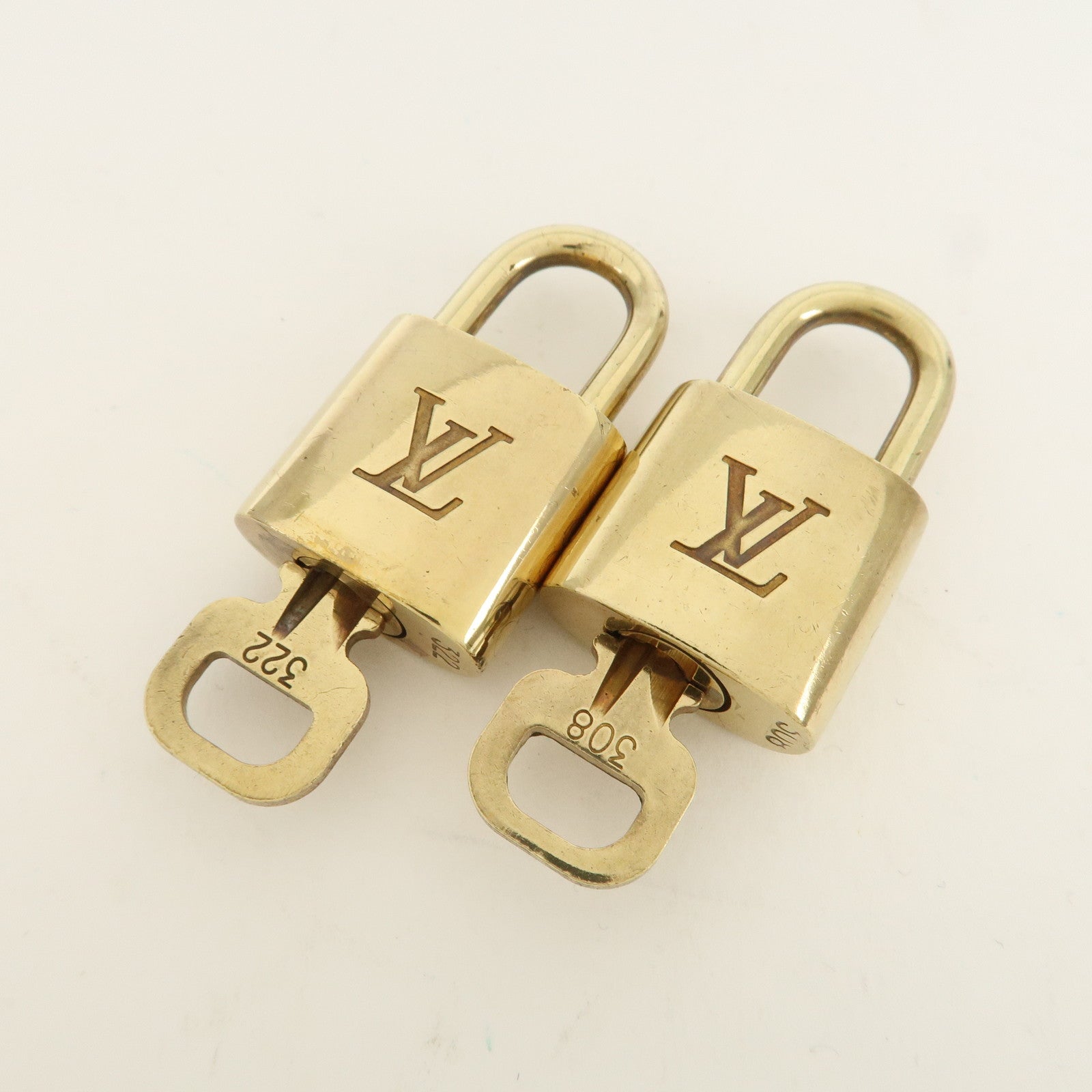 Louis Vuitton Set of 10 Lock & Key Cadena Key Lock Metal Gold Used