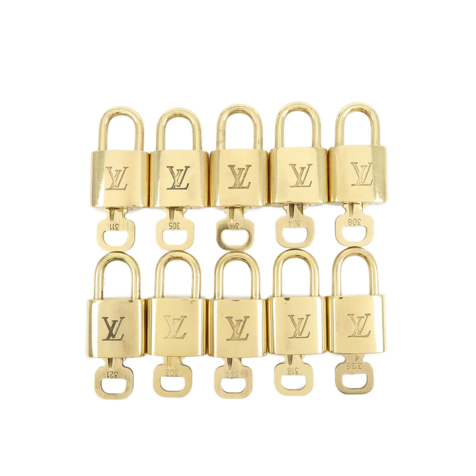 Louis Vuitton Set of 10 Lock & Key Cadena Key Lock Gold